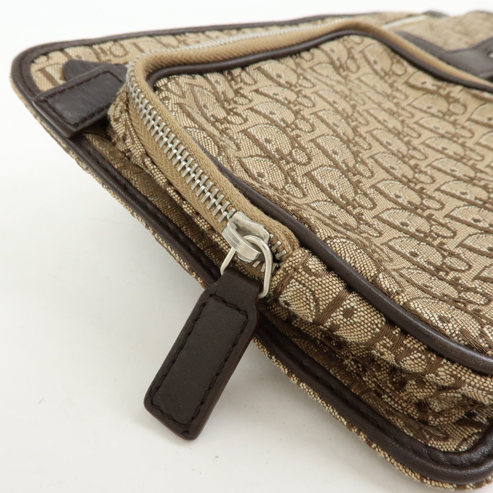 Christian Dior Trotter Street Chic Canvas Leather Waist Bag Brown