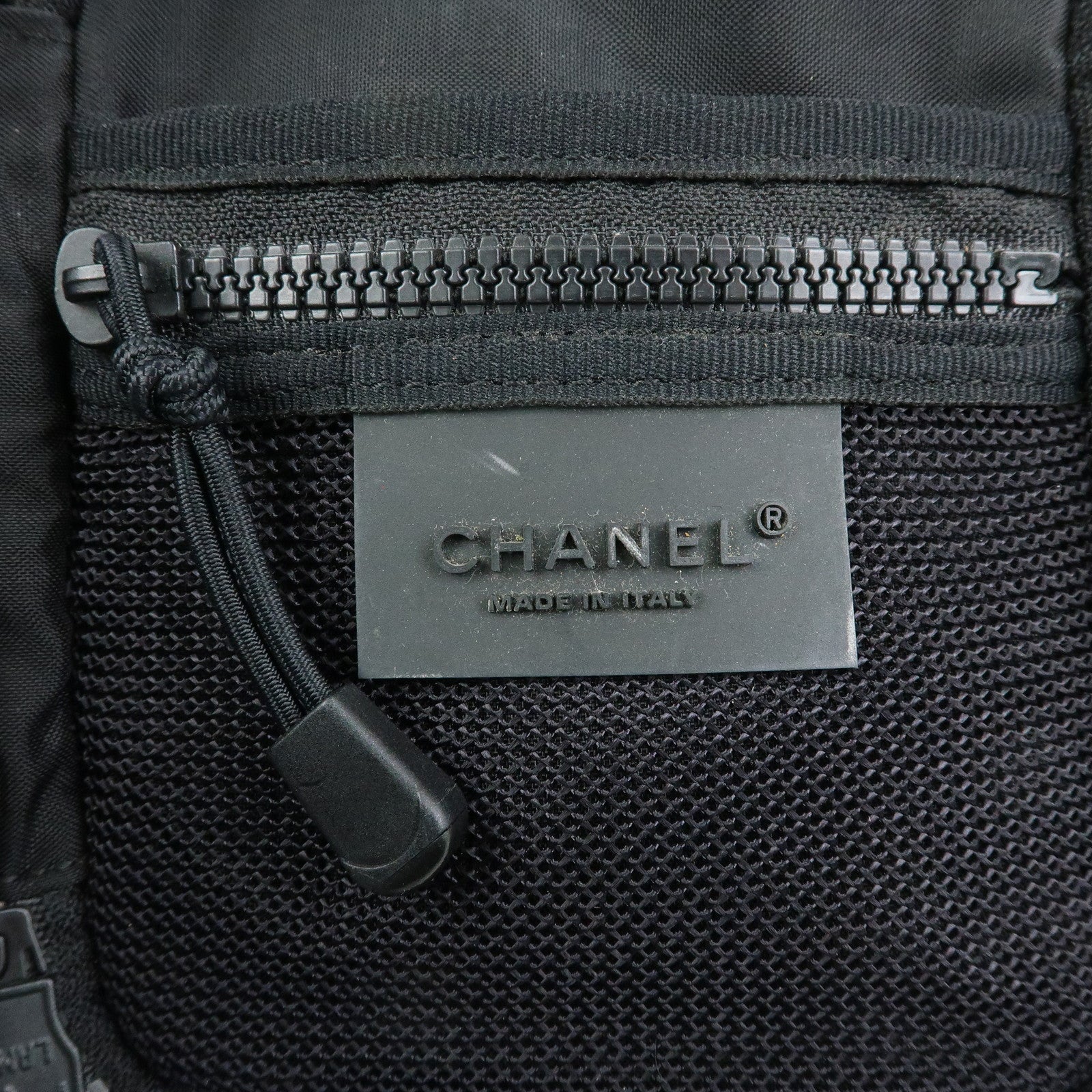 CHANEL New Travel Line Nylon Jacquard Shoulder Bag Beige Black