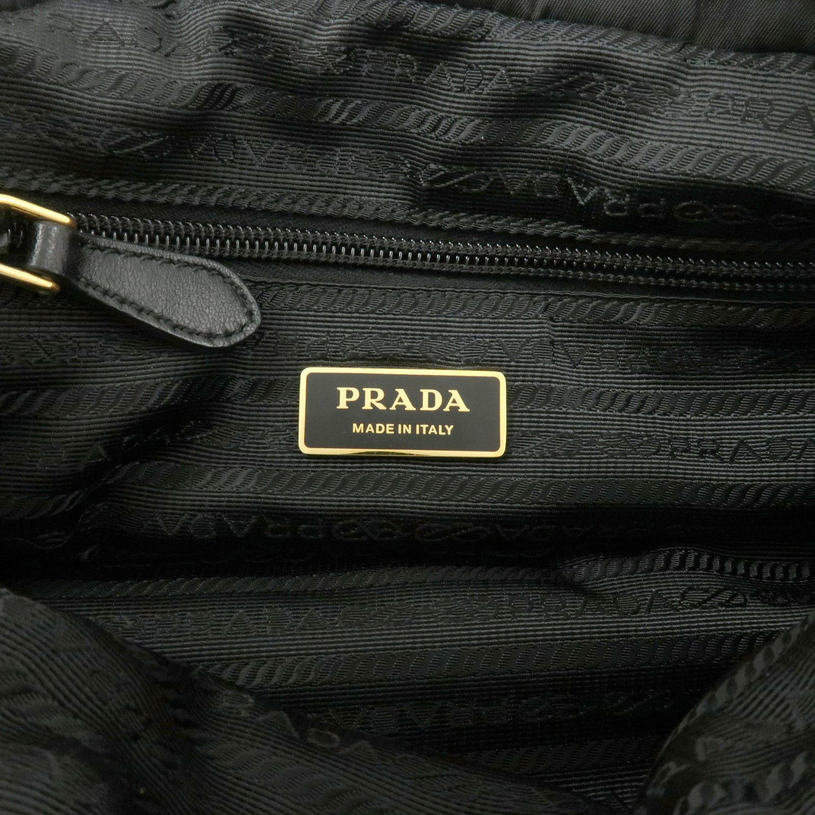 PRADA Logo Nylon Leather 2Way Bag Hand Shoulder Bag Black BN1631
