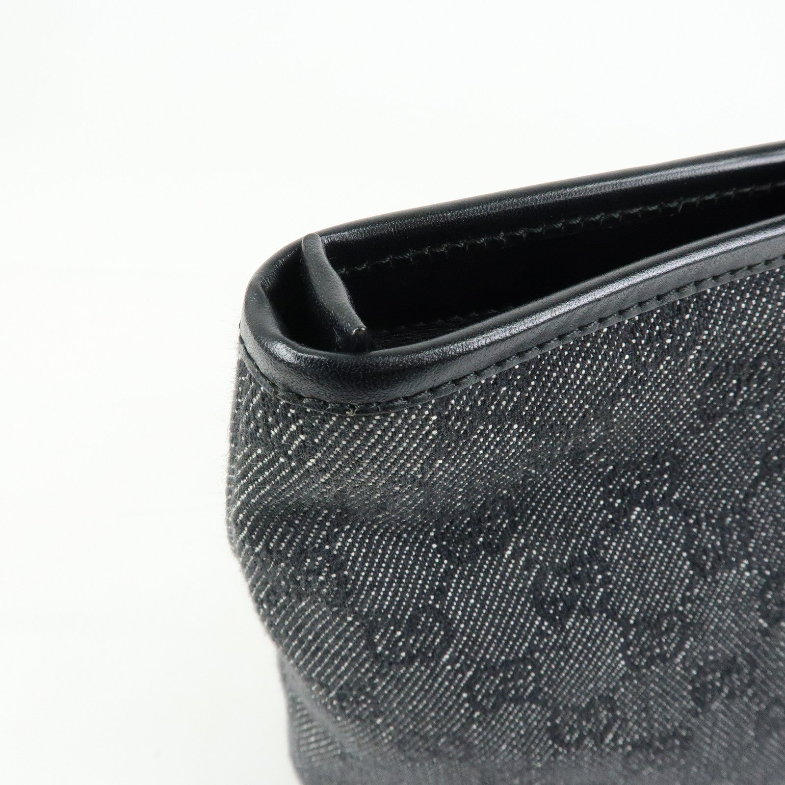 GUCCI GG Denim Leather Tote Bag Shoulder Bag Black 34339