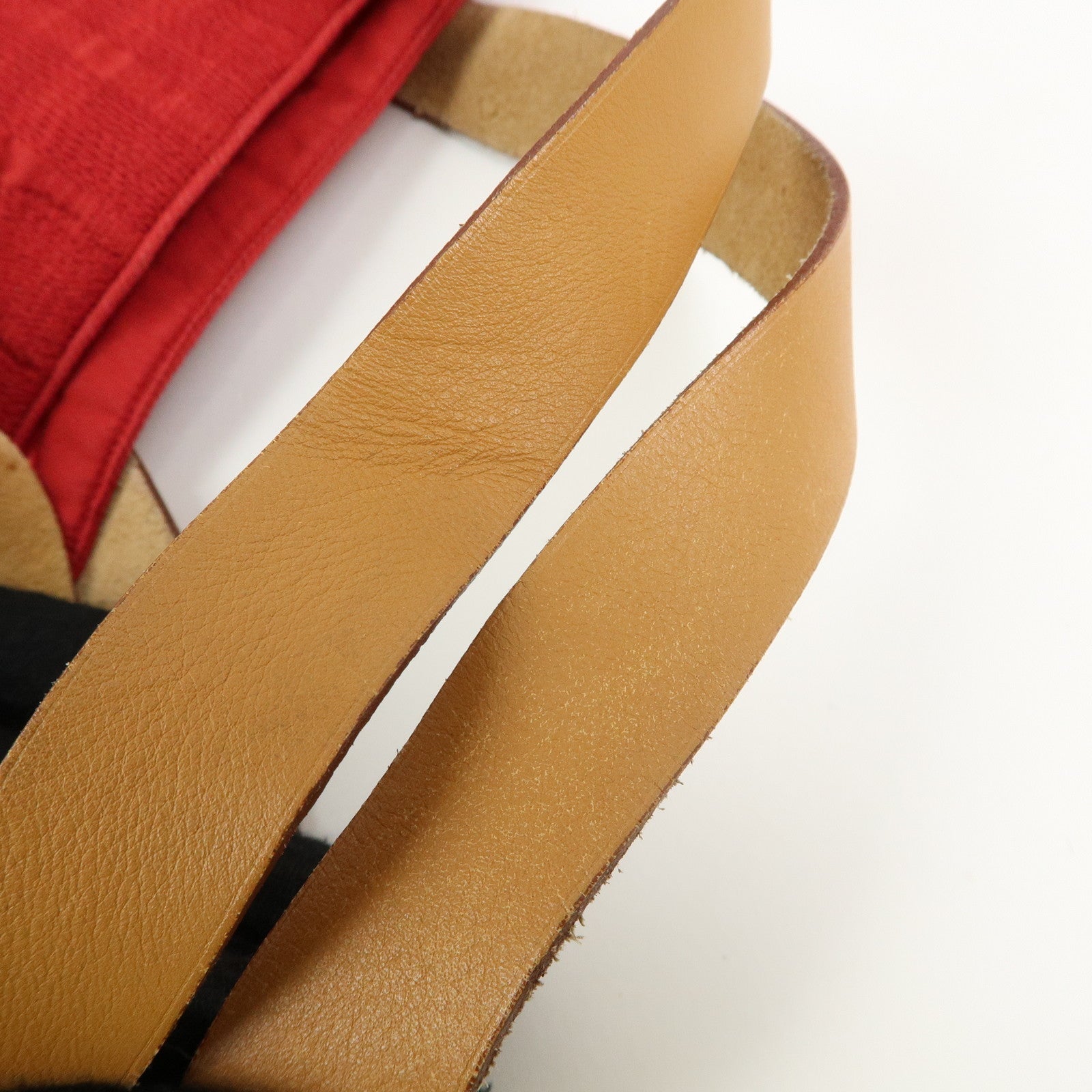 HERMES Amedaba GM Canvas Leather Tote Bag Hand Bag Red