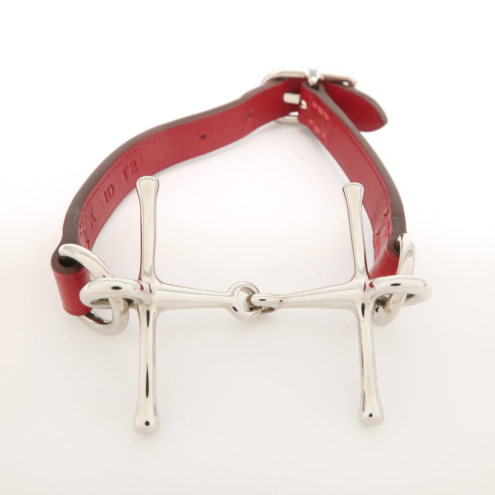 HERMERS MORS Leather Bracelet Red Silver Hardware