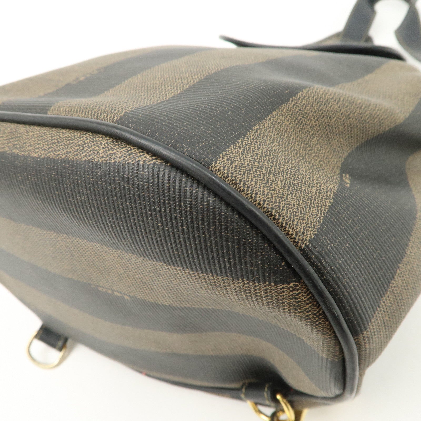 FENDI PVC Canvas Leather Back Pack Body Bag Black Brown 14559