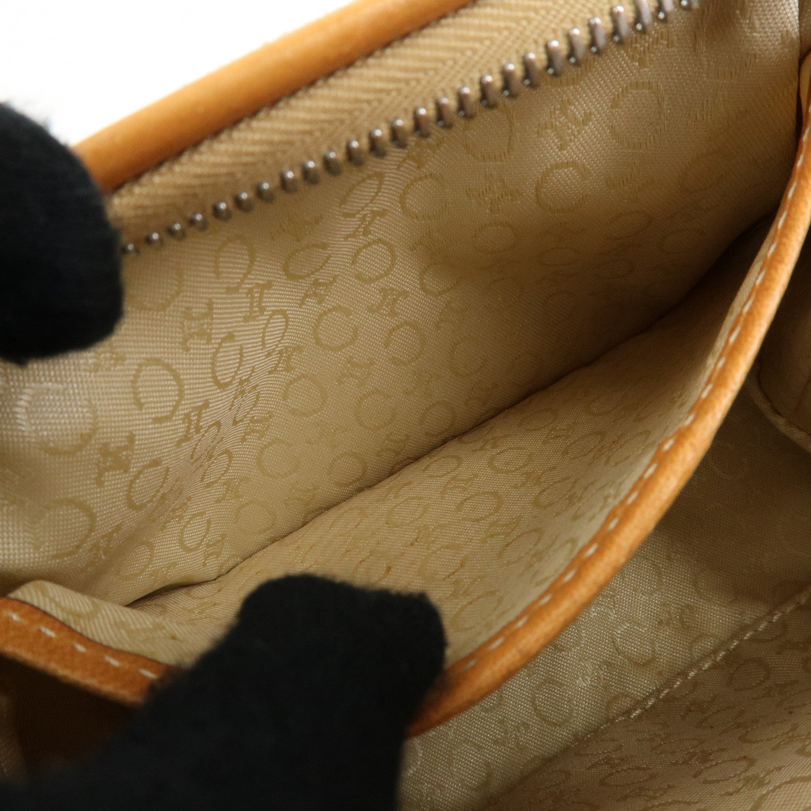 CELINE C Macadam Suede Leather Pouch Cosmetic Case Coral