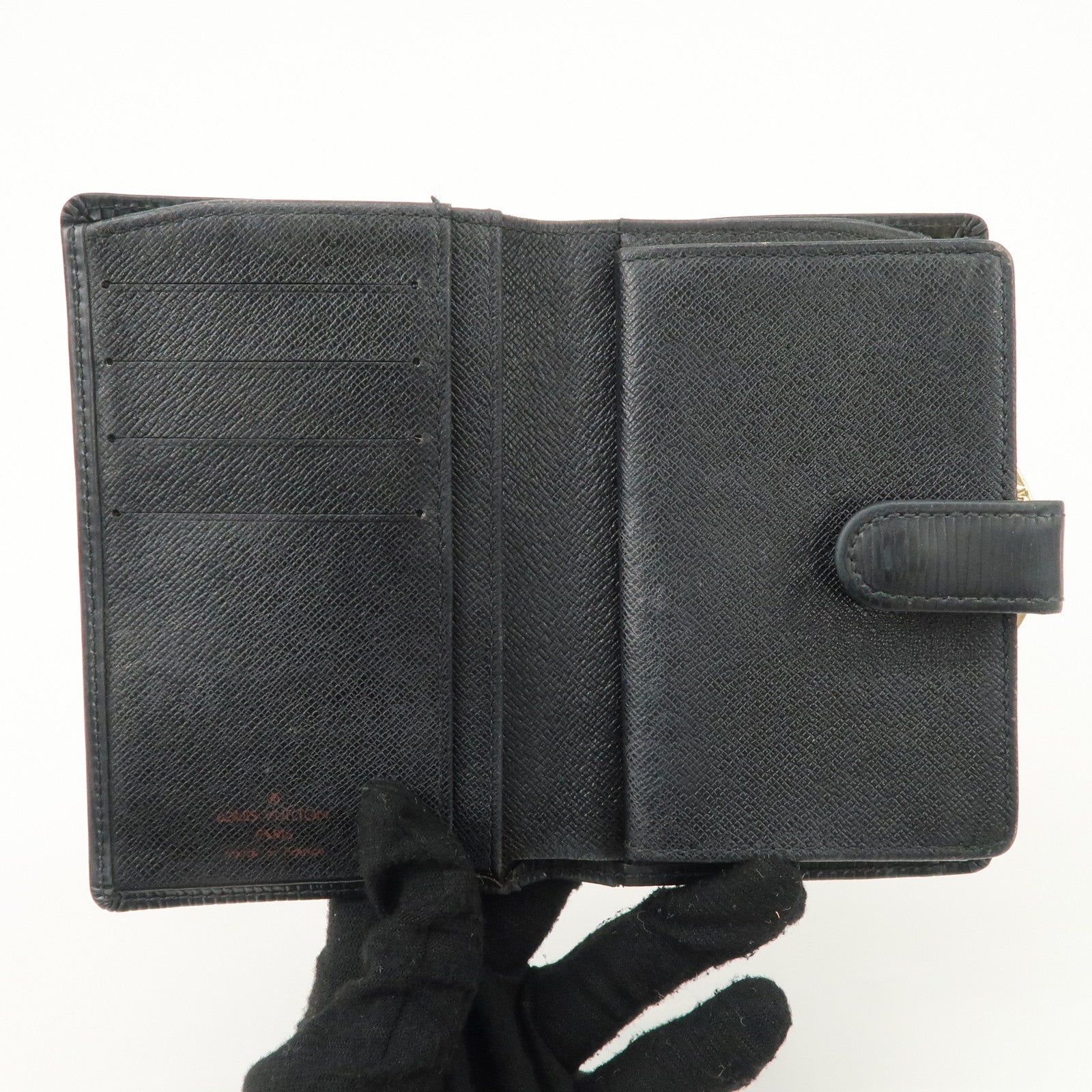 Louis Vuitton Epi Set of 2 Long Wallet Noir Cassis M63242 M6364K Used