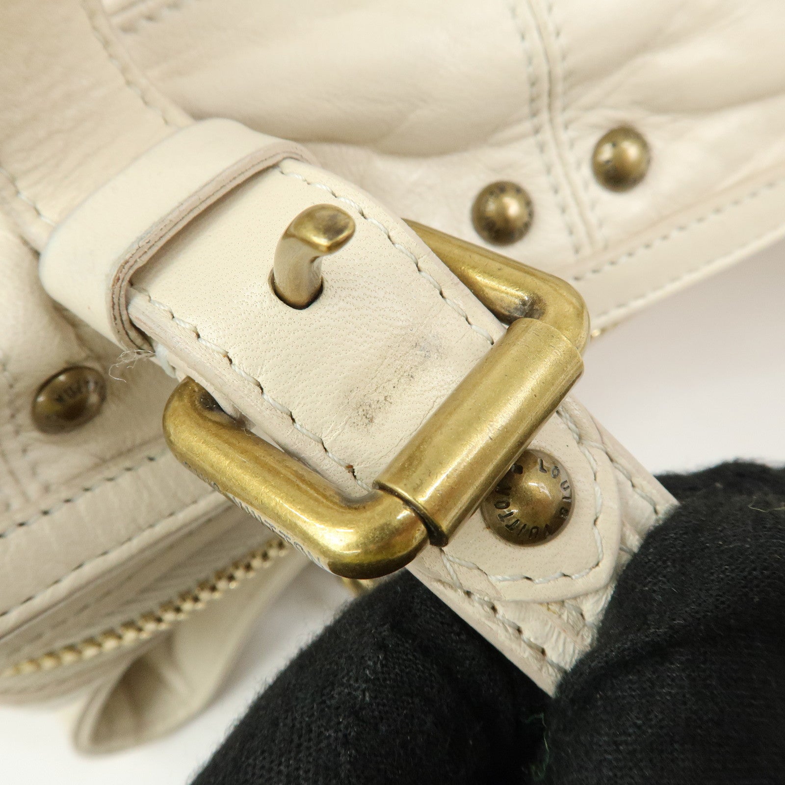 Louis Vuitton Cruise Line Rivet Bag Leather Hand Bag Ecru M95345