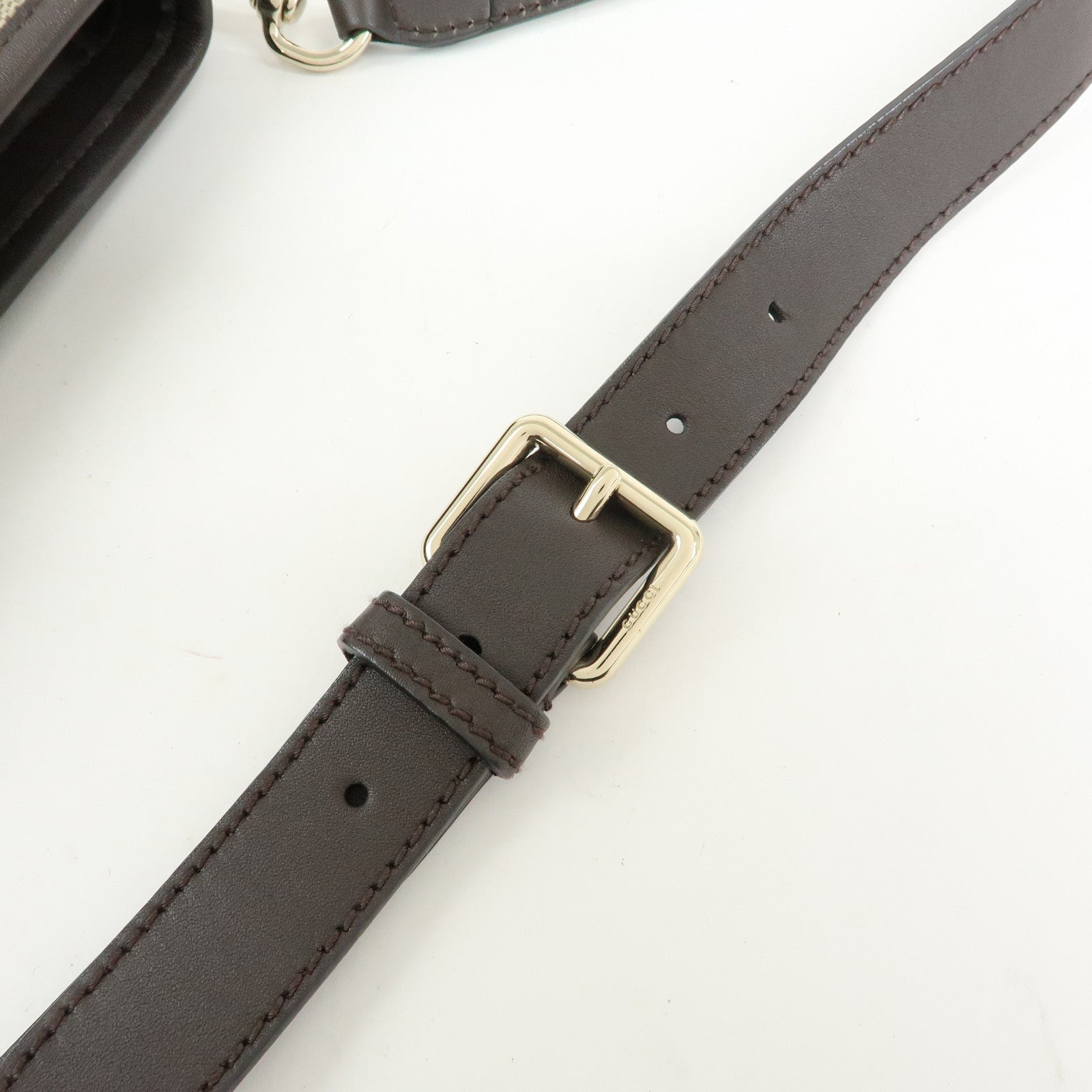 GUCCI GG Supreme Leather Shoulder Bag Beige Brown 388924