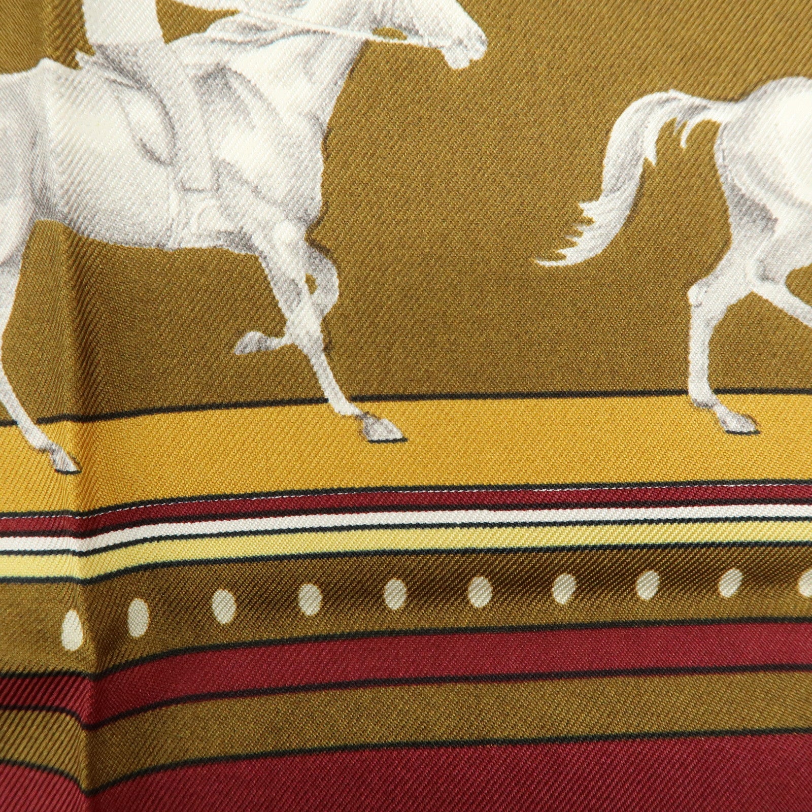HERMES Carre 90 Silk 100% Scarf SEQUENCES Horse Print Brown