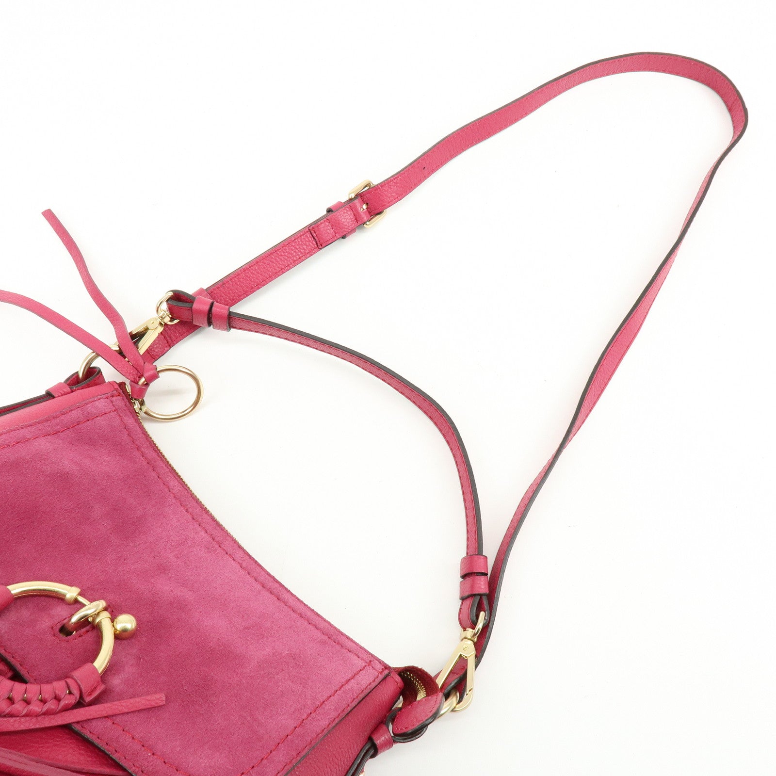Chloe Joan Suede Leather Shoulder Bag Hand Bag Pink