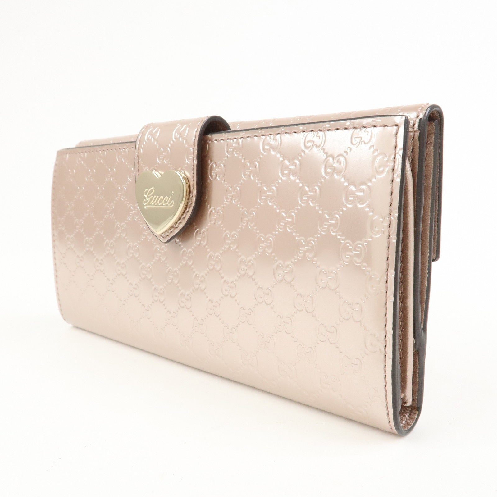 GUCCI Micro Guccissima Lovely Heart W Hook Long Wallet Pink 203550
