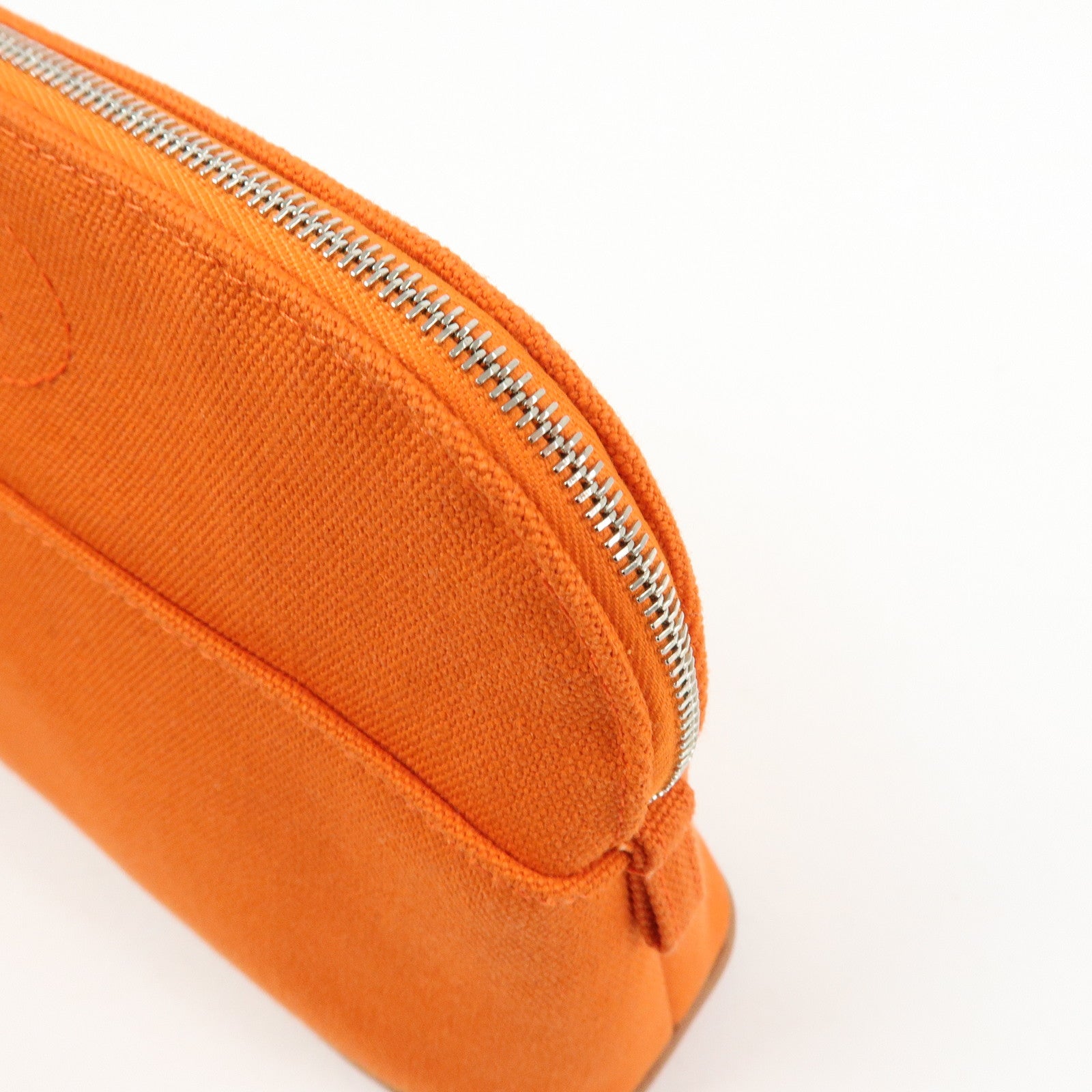 HERMES Bolide Mini Canvas Leather Pouch Cosmetic Pouch Orange