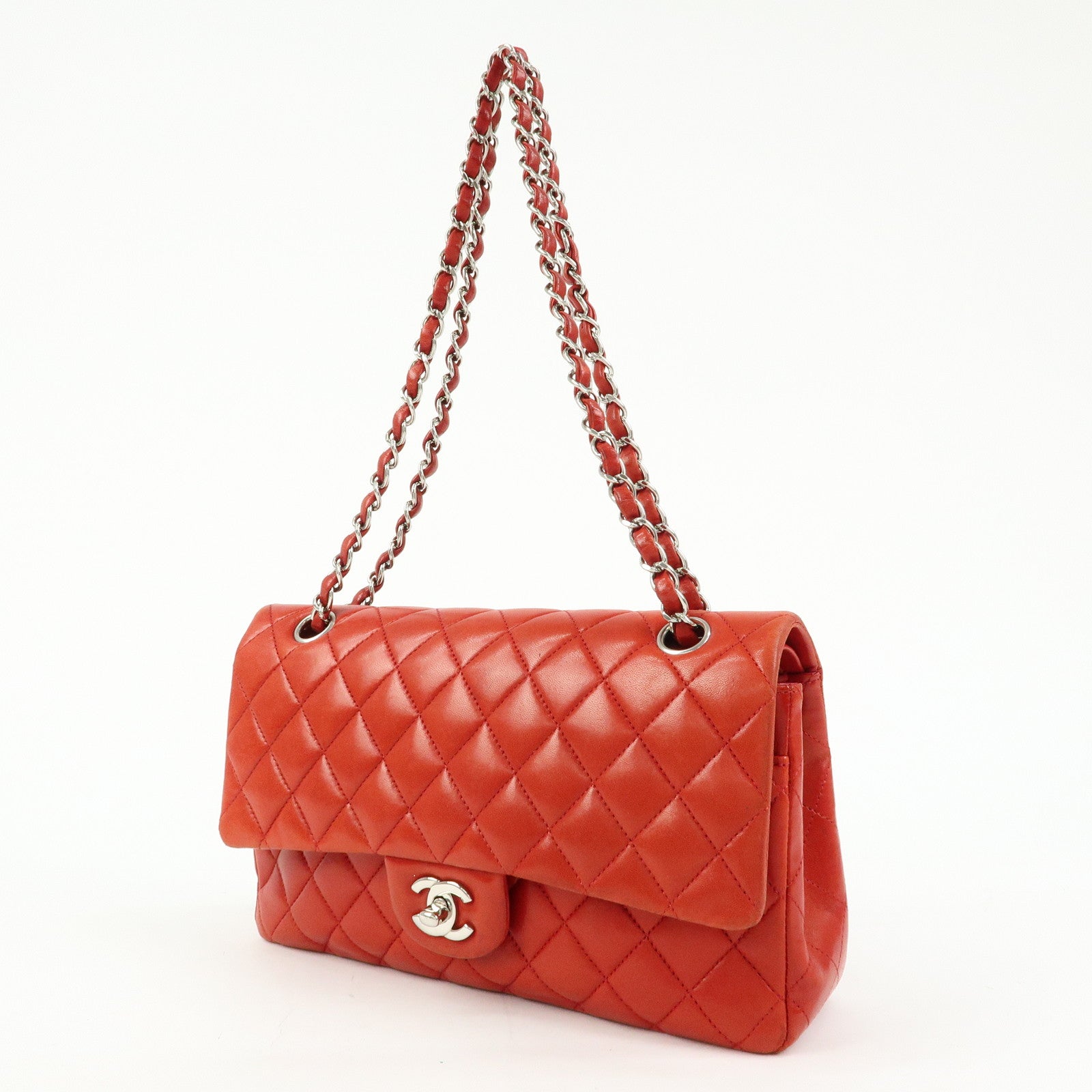 CHANEL COCO Mark Matelasse 25 Double Flap Chain Shoulder Bag A01112