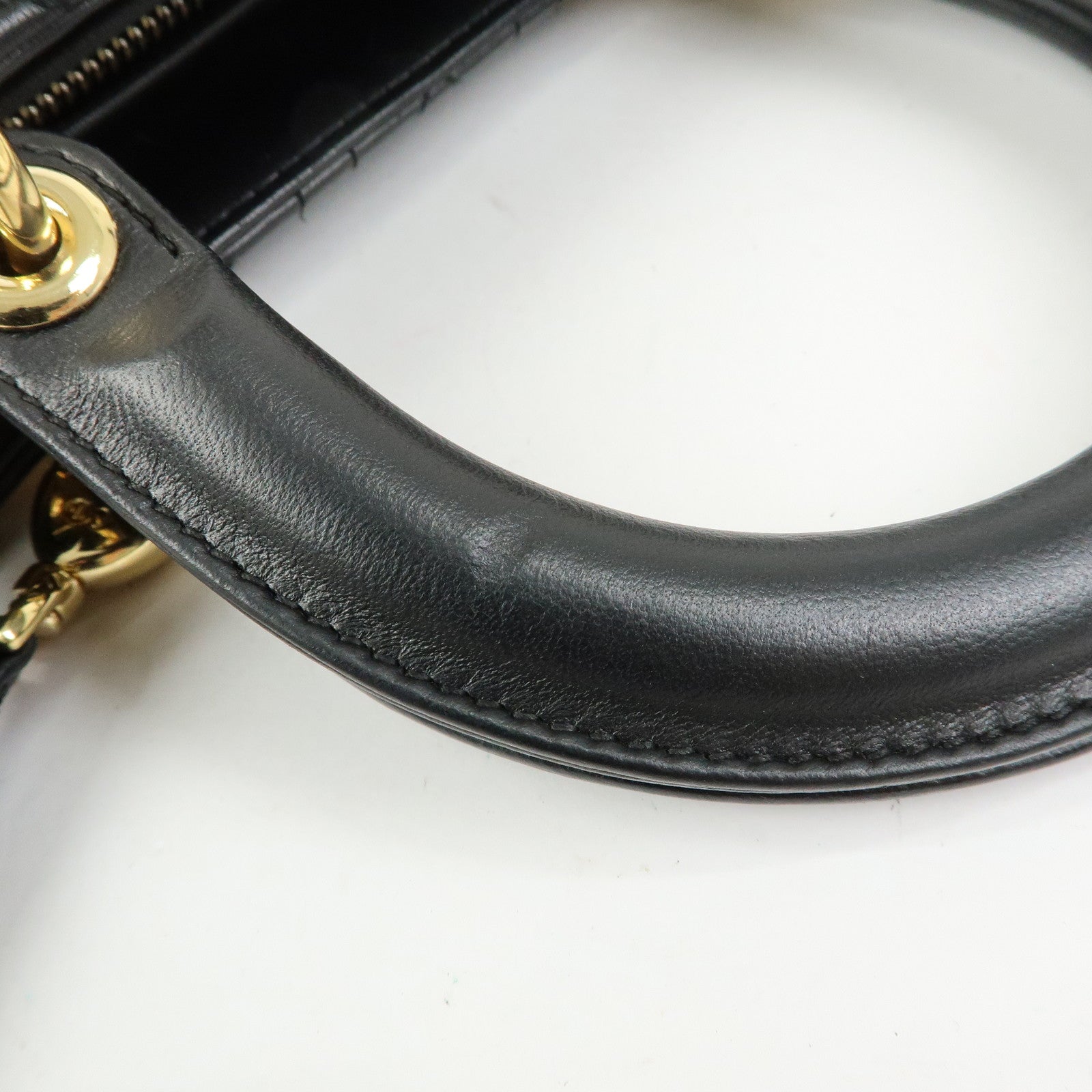 Christian Dior Lady Dior Canage Leather 2Way Bag Hand Bag Black