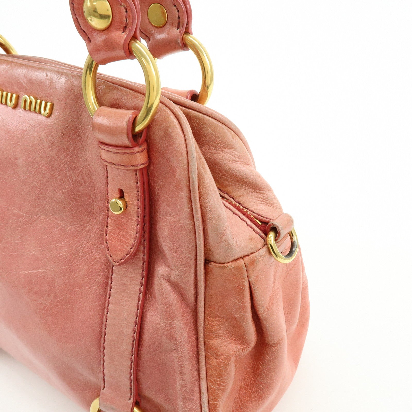 MIU MIU Leather 2Way Bag Hand Bag Shoulder Bag Pink