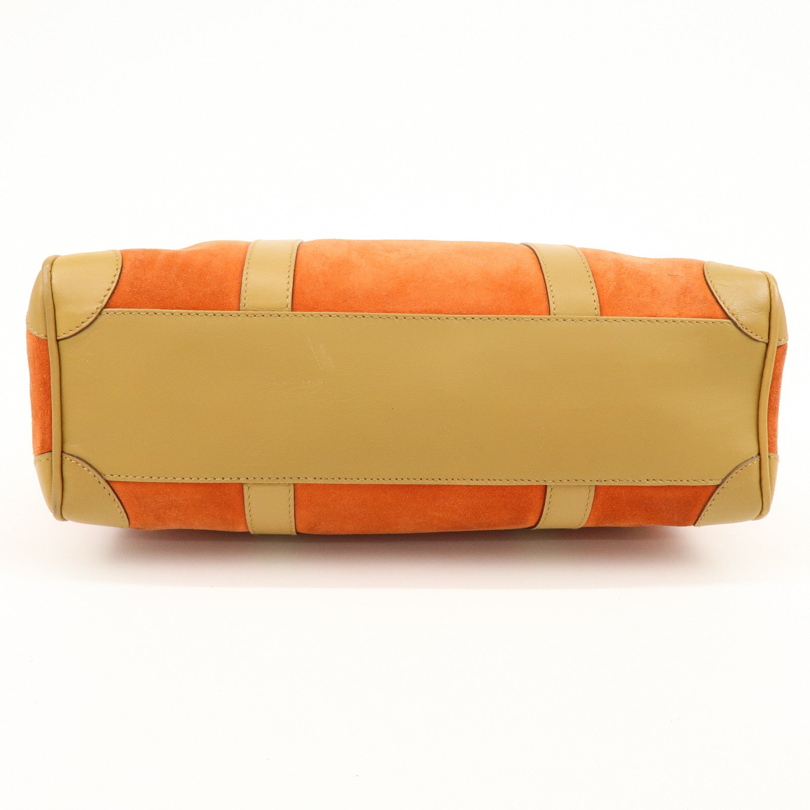 GUCCI Logo Suede Leather Hand Bag Orange Brown 000.0851