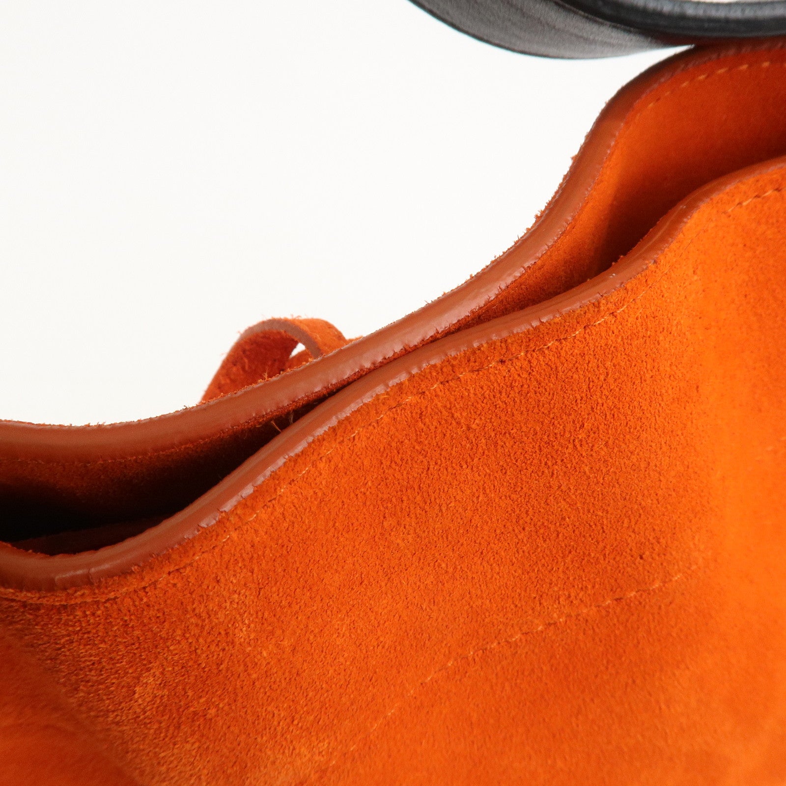 CELINE Suede Calf Leather Shoulder Bag Hand Bag Orange Black