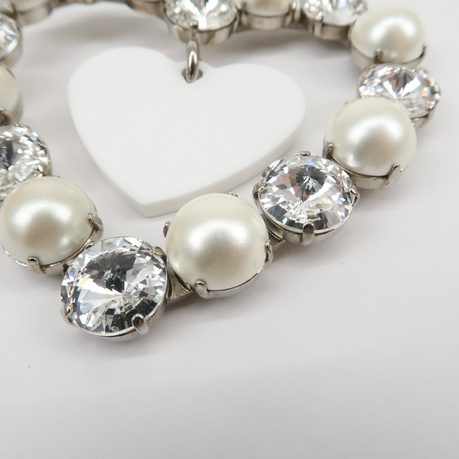 MIU MIU Metal Rhinestone Imitation Pear Heart Bag Charm Key Chain