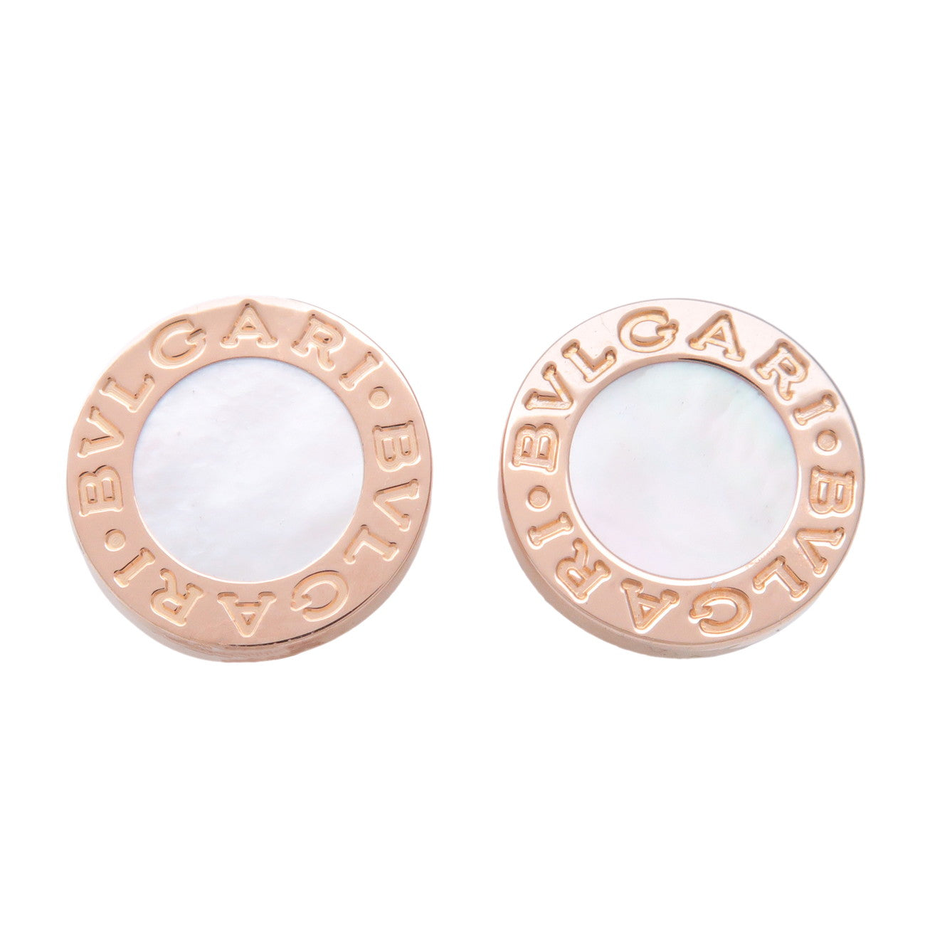 BVLGARI Logo Shell Earrings K18PG 750PG Rose Gold