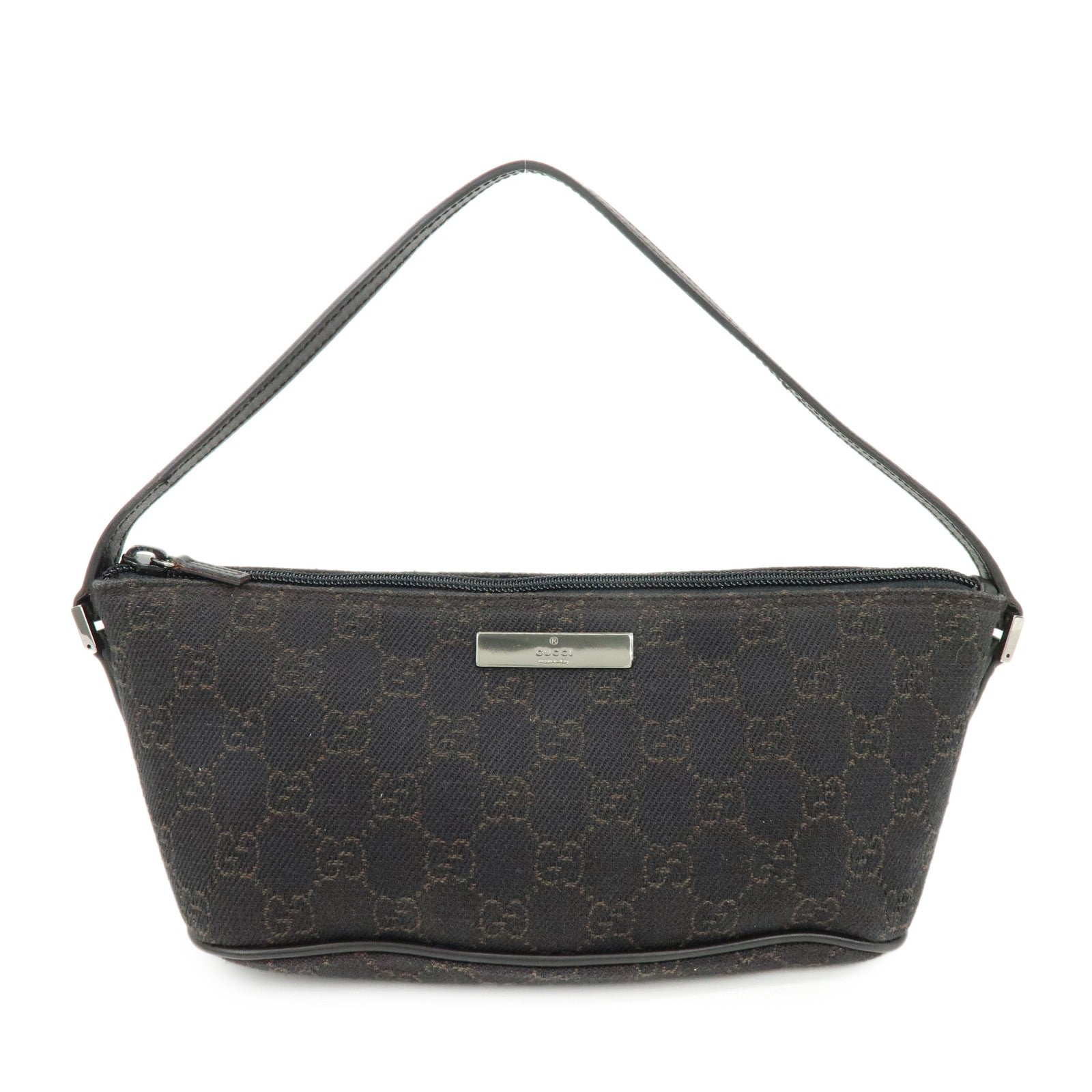 GUCCI Boat Bag GG Canvas Accessory Pouch Hand Bag Brown 07198