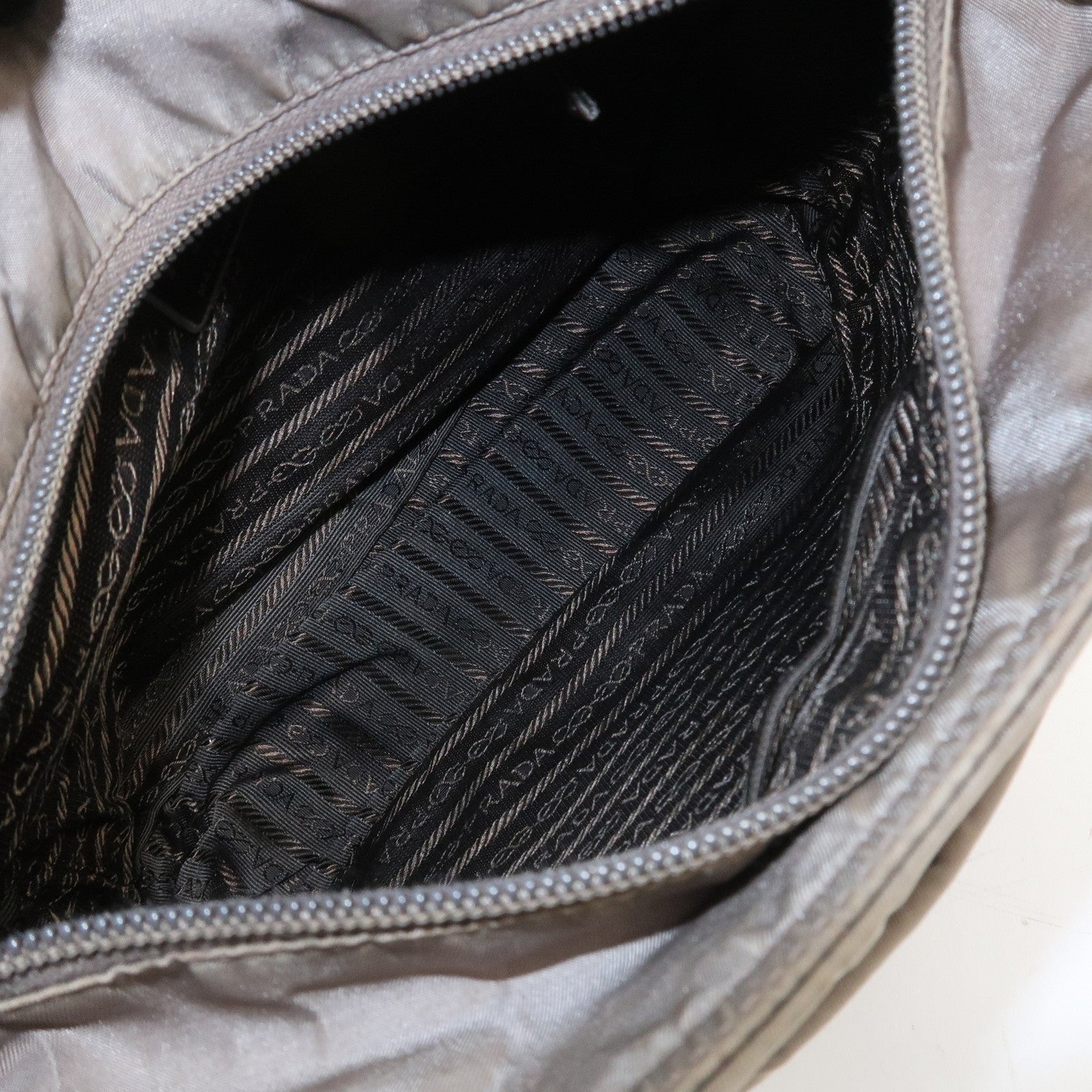 PRADA Triangle Logo Nylon Tote Bag Hand Bag Gray