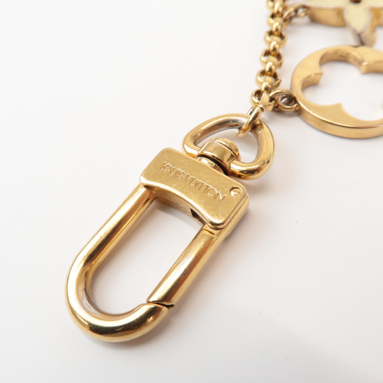 Louis Vuitton Fleur de Monogram Bag Charm Key Chain Gold M65111