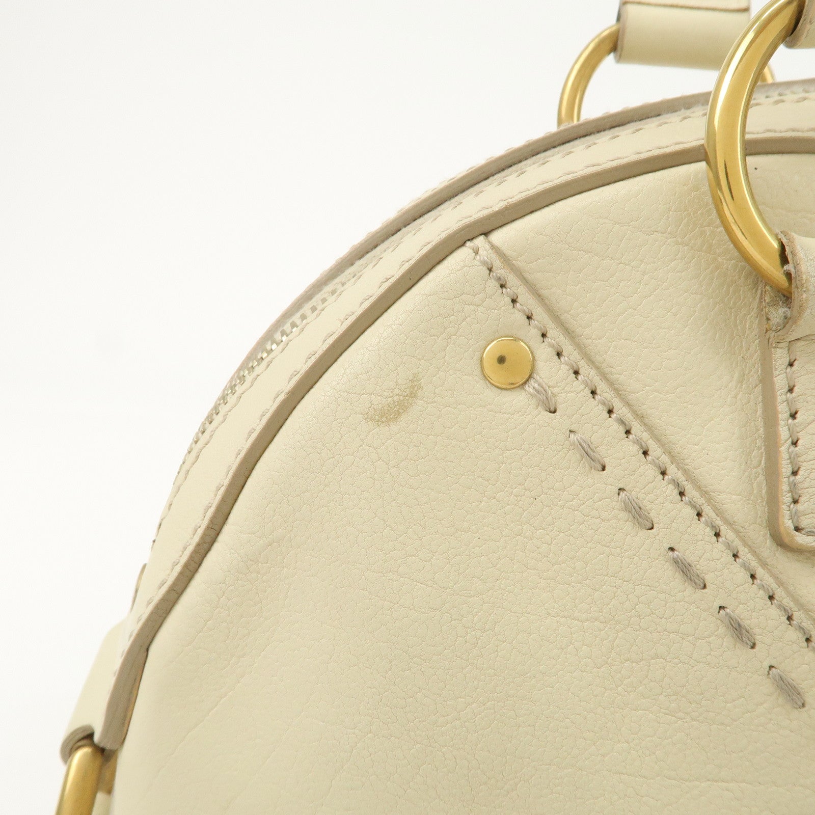 SAINT LAURENT PARIS Muse Leather Hand Bag Shoulder Bag Ivory