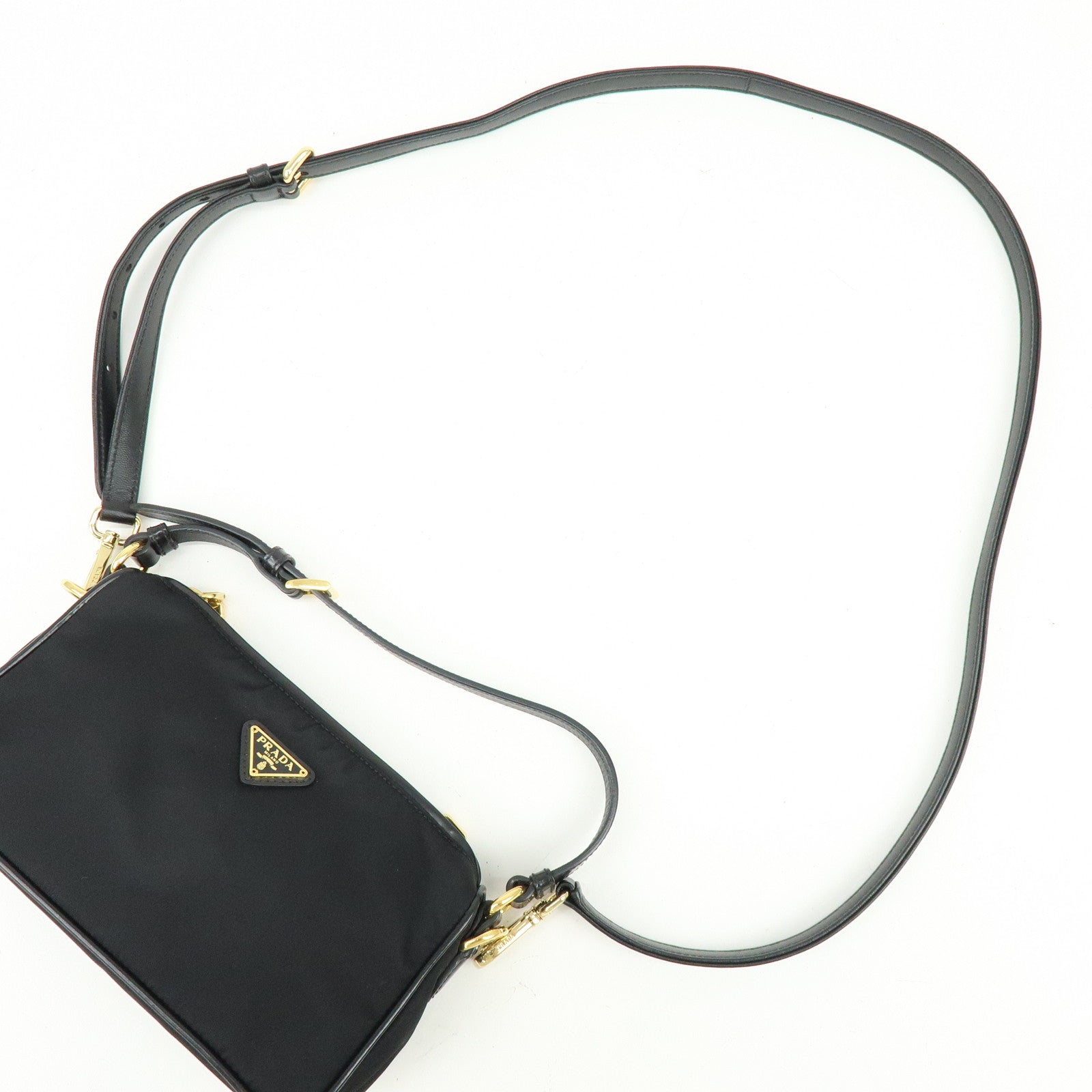 PRADA Triangle Logo Nylon 2Way Bag Hand Bag Shoulder Bag BN1833