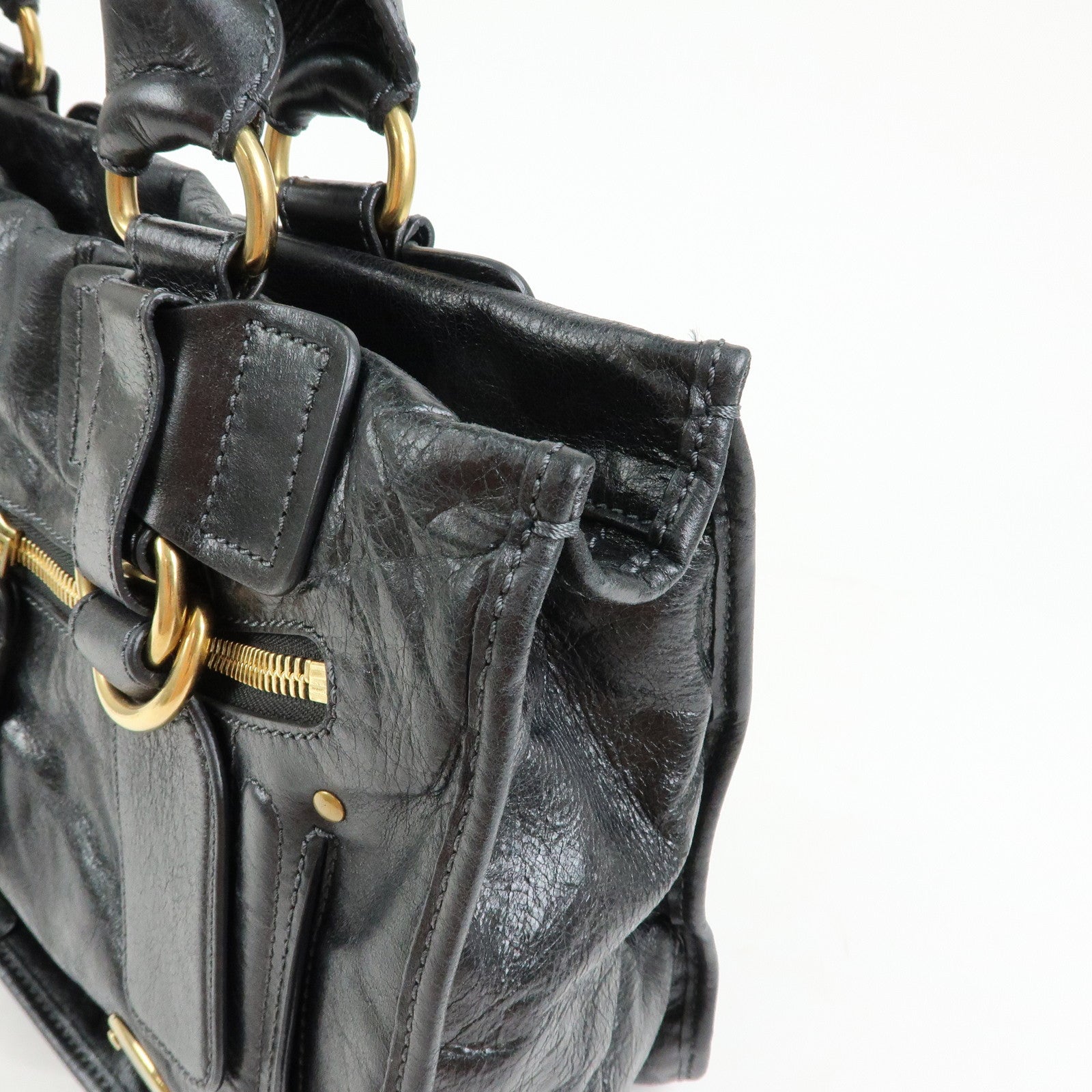Chloe Bay Leather Hand Bag Tote Bag Black