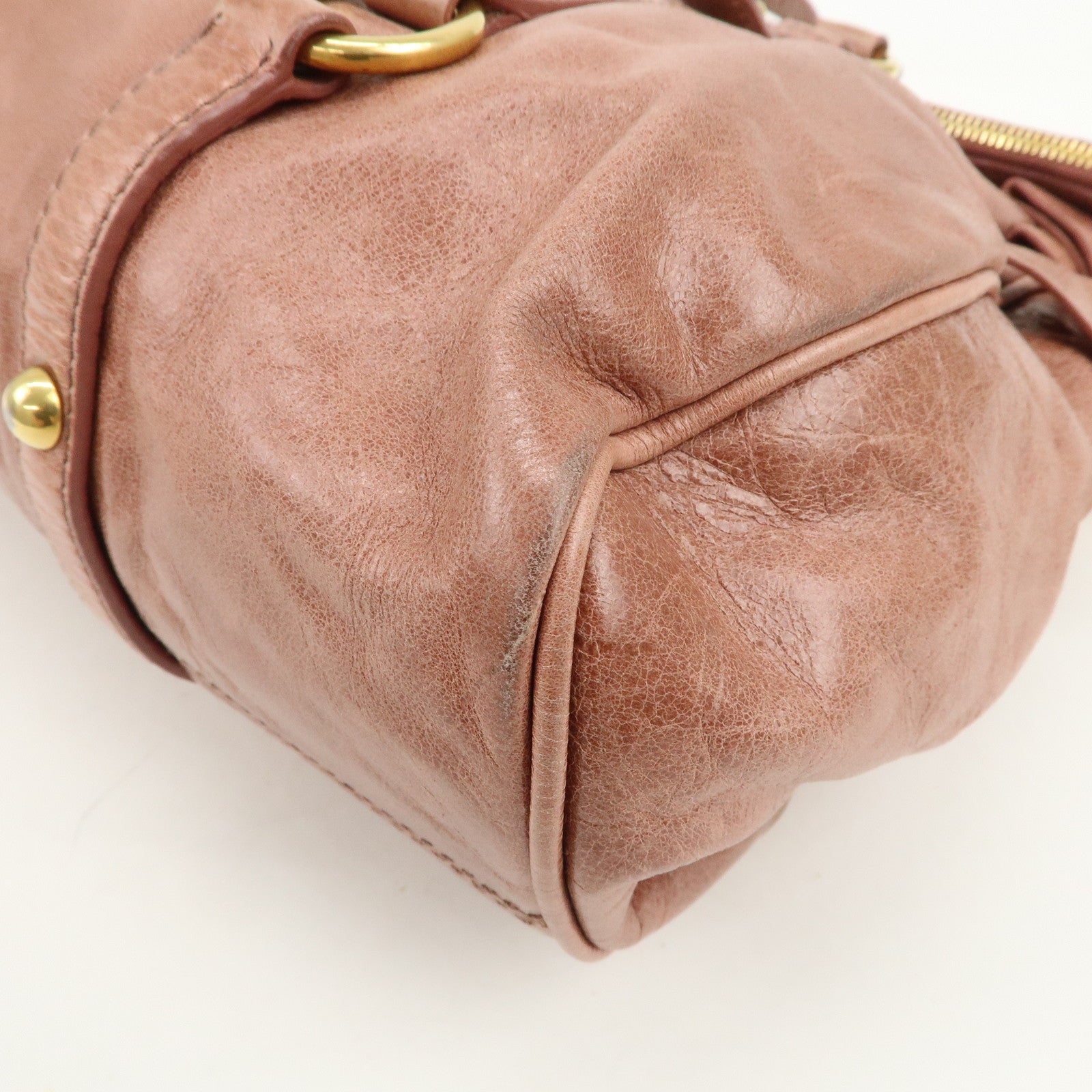 MIU MIU Logo Leather Ribbon 2Way Bag Shouler Bag Hand Bag RT0365