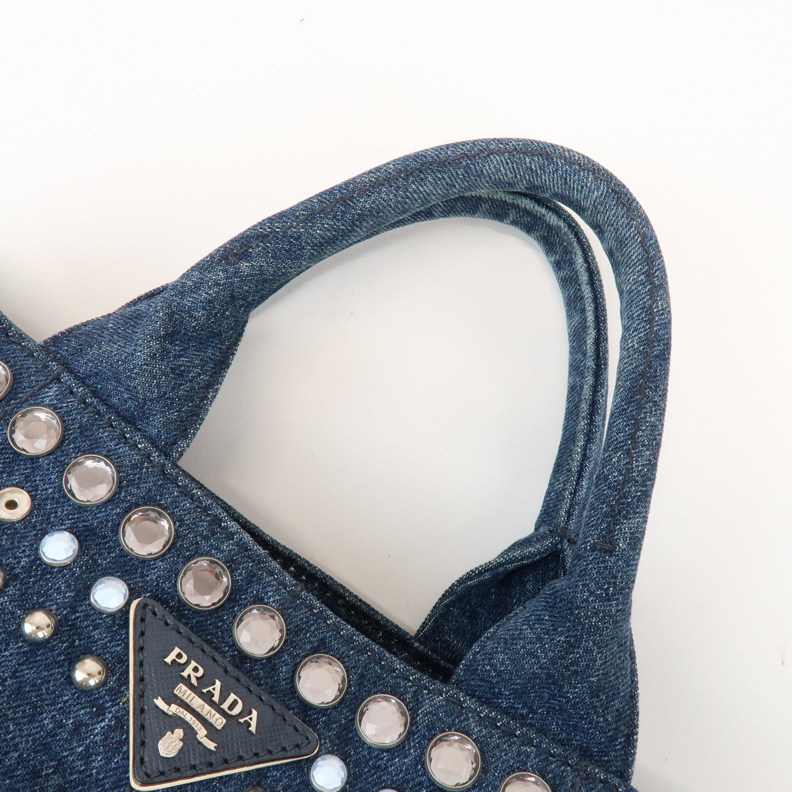 PRADA Canapa Mini 2Way Bag Hand Shoulder Bag Denim Blue B2439G