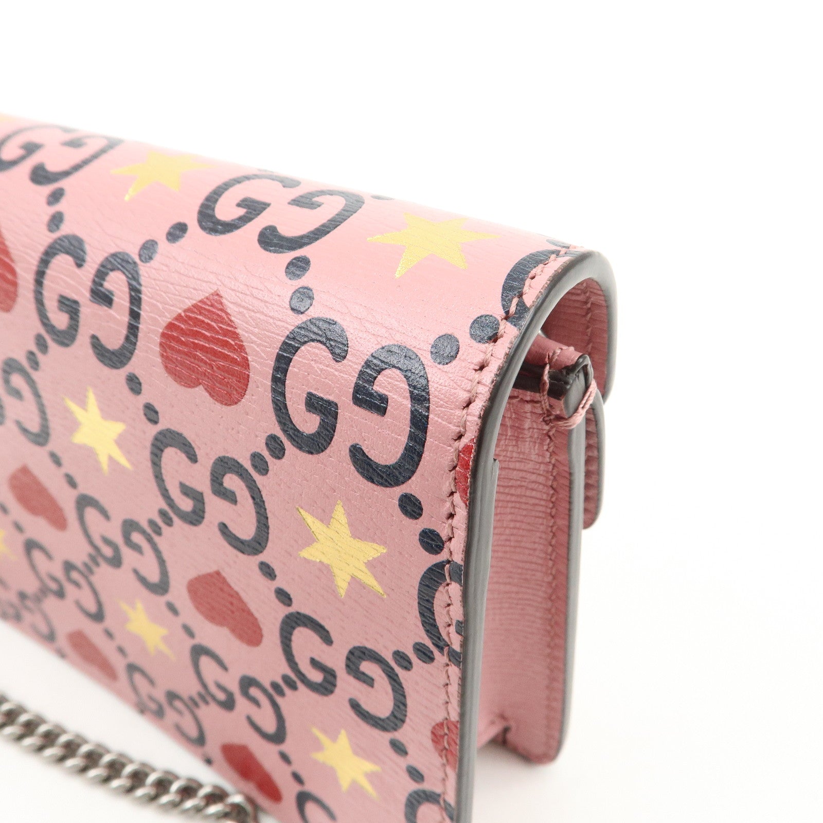 GUCCI Dionysus Super Mini Bag Heart Chain Shoulder Bag Pink 476432