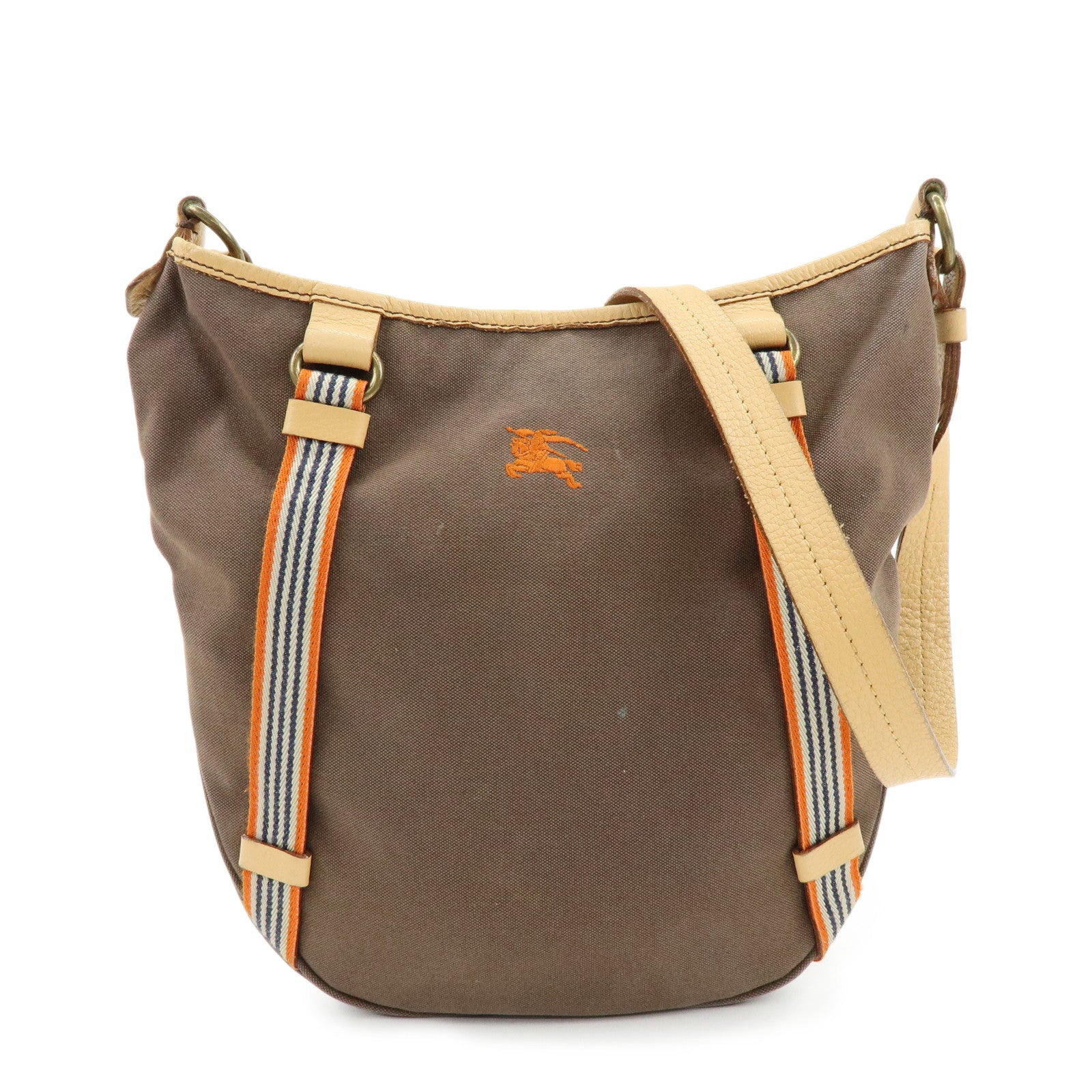 BURBERRY Blue Label Canvas Leather Shoulder Crossbody Bag Brown