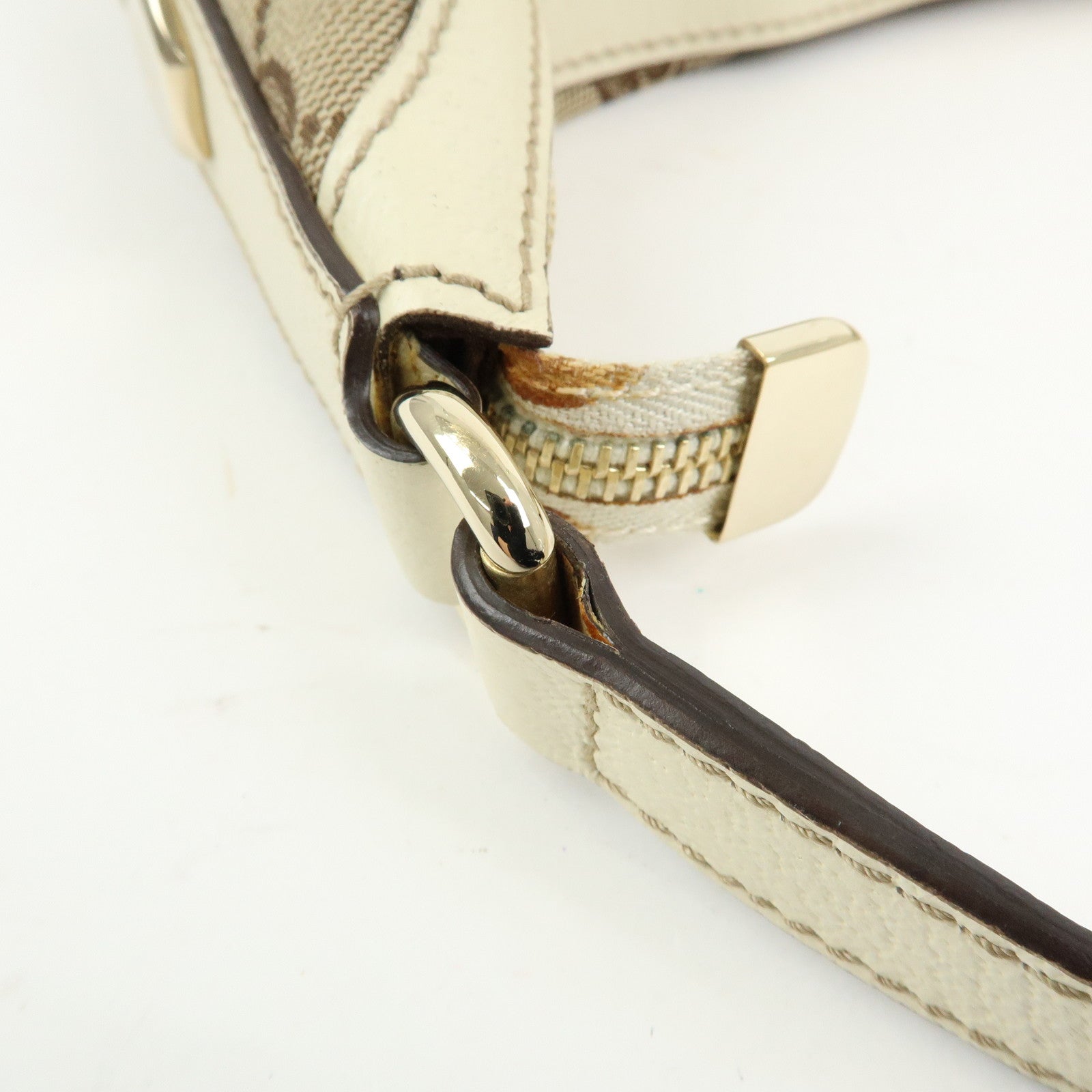 GUCCI GG Canvas Leather Shoulder Bag Hand Bag Beige Ivory 153010