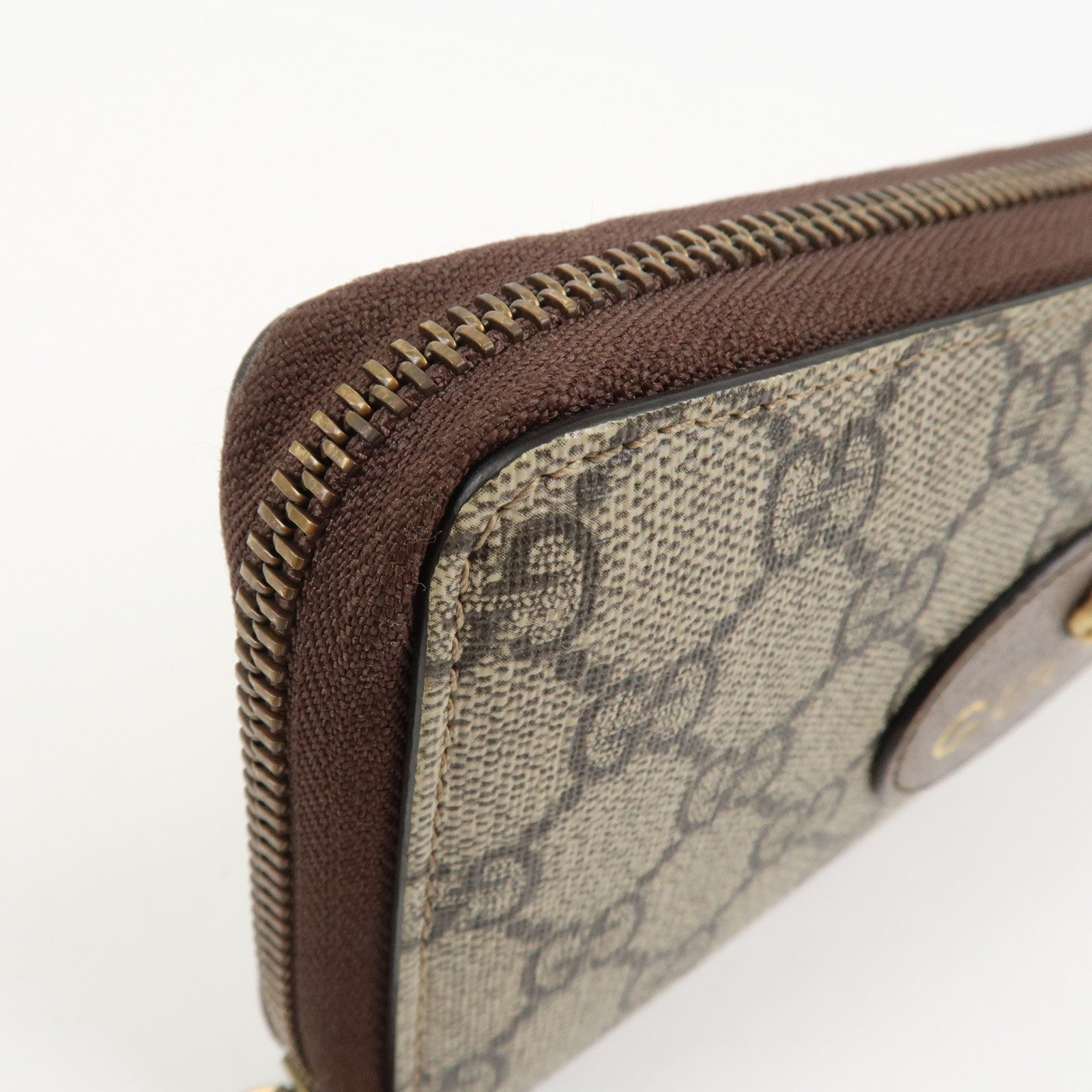 GUCCI Neo Vintage GG Supreme Round Zippy Long Wallet Beige 473953