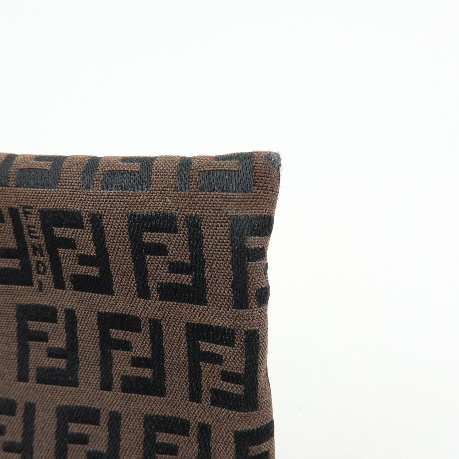 FENDI Zucchino Canvas Leather Pouch Brown 7N0014