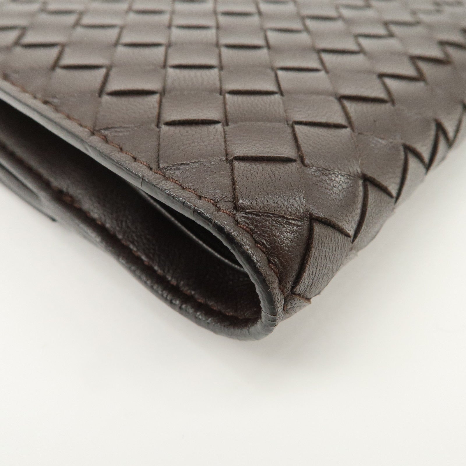 Bottega Veneta Intrecciato Leather Bi-fold Comact Wallet Brown