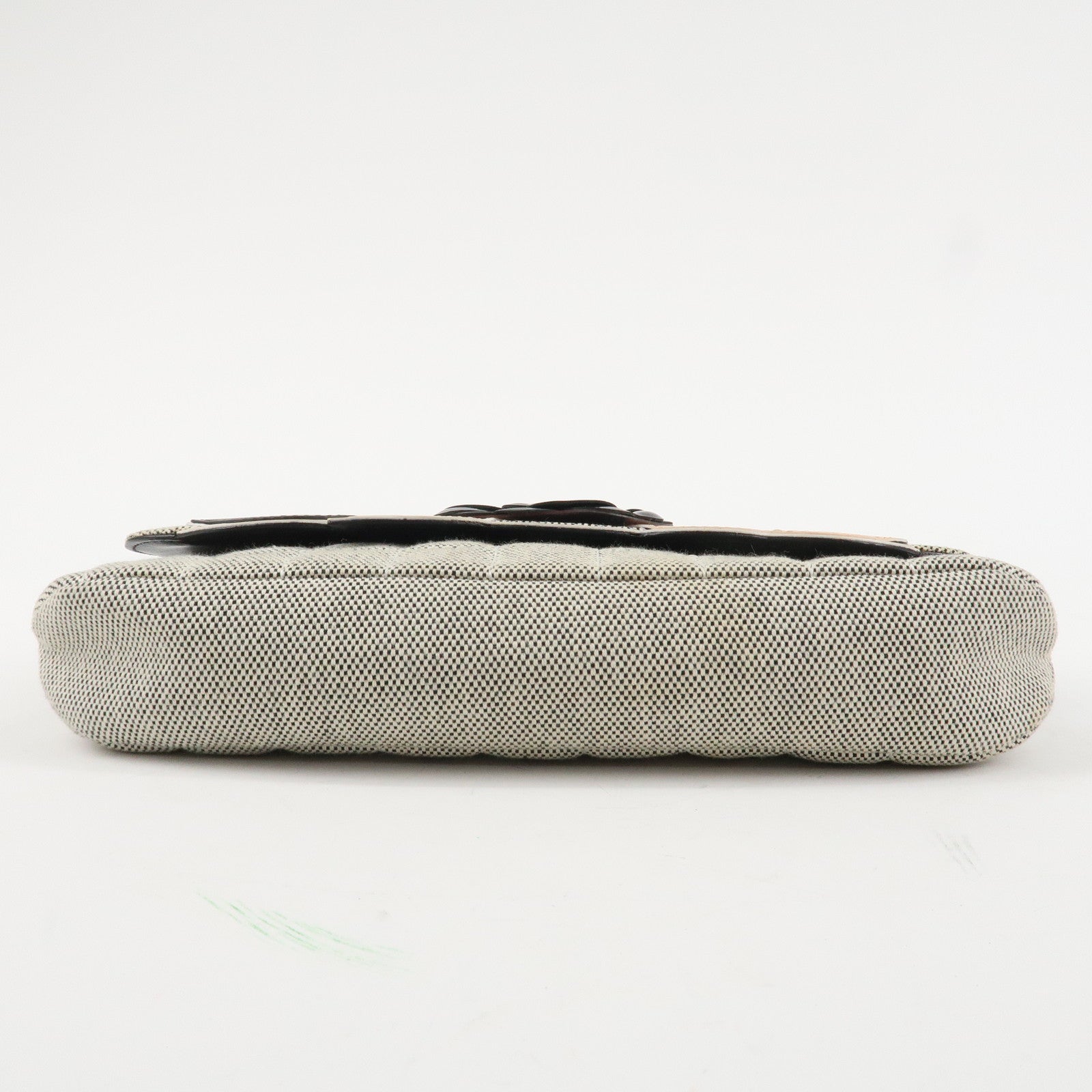 CHANEL COCO Mark Canvas Patent Leather Chain Shoulder Bag Grey Orange Used