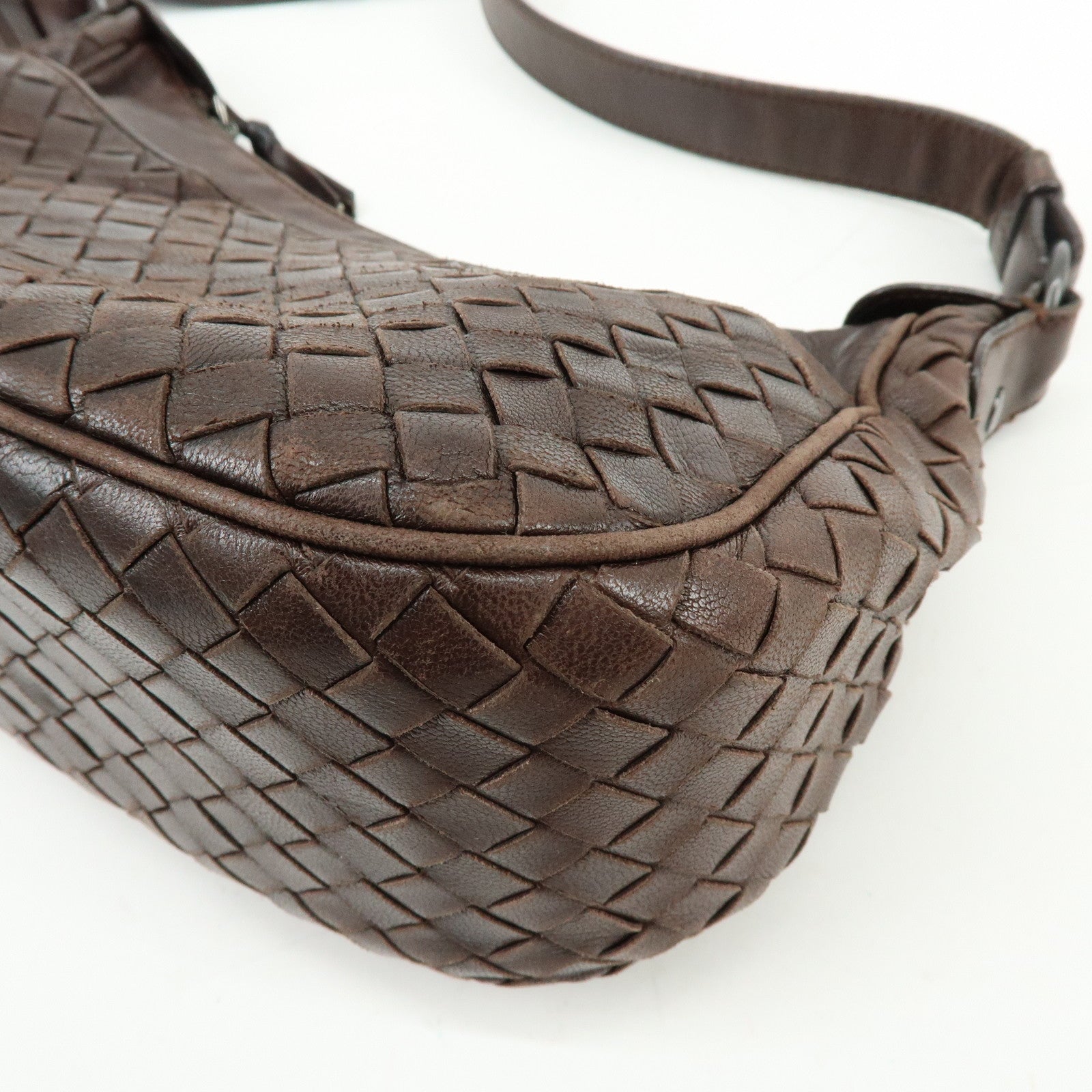 BOTTEGA VENETA Intrecciato Leather Shoulder Crossbody Bag Brown