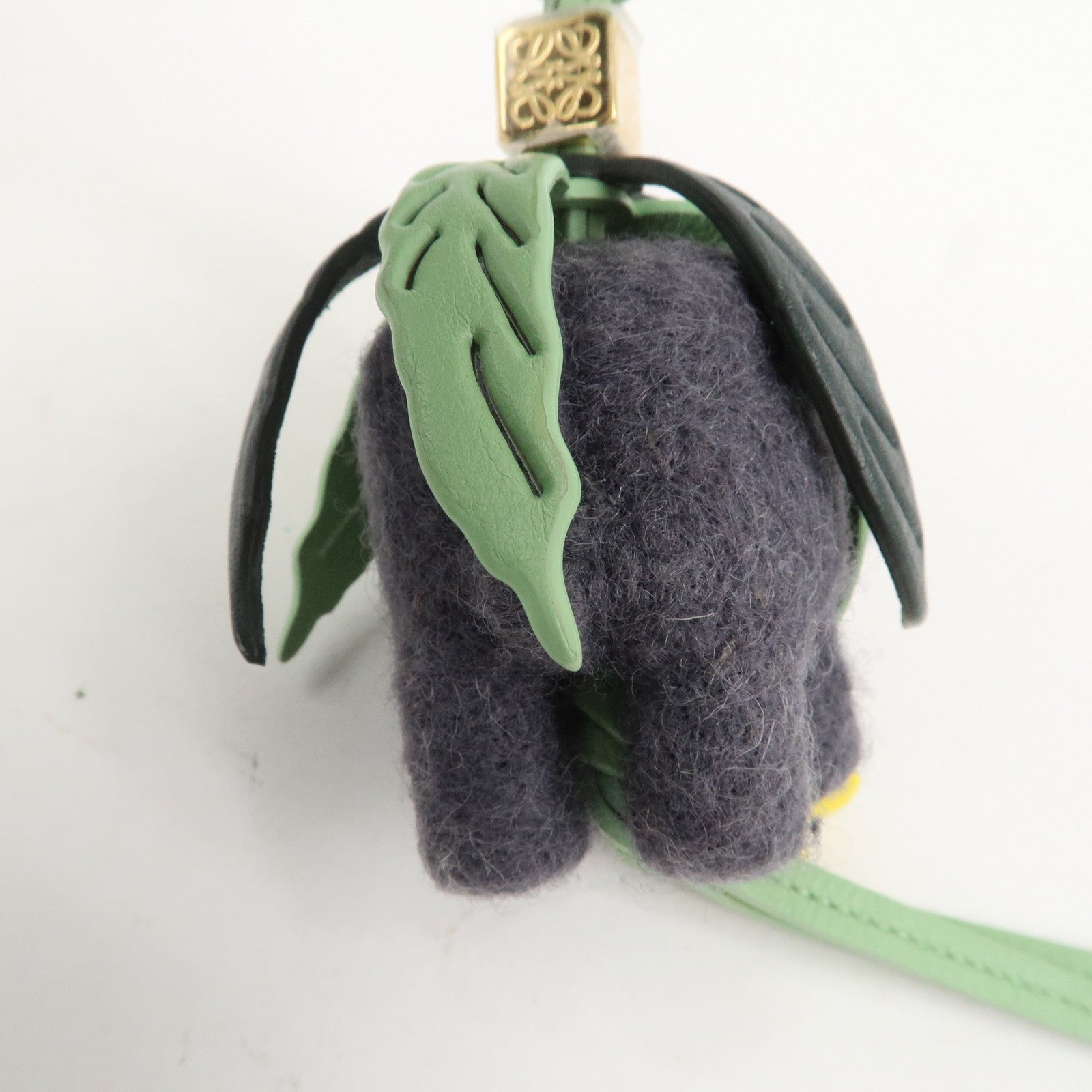LOEWE Suna Fujita Calf Leather Felt Elephant Bag Charm Gray