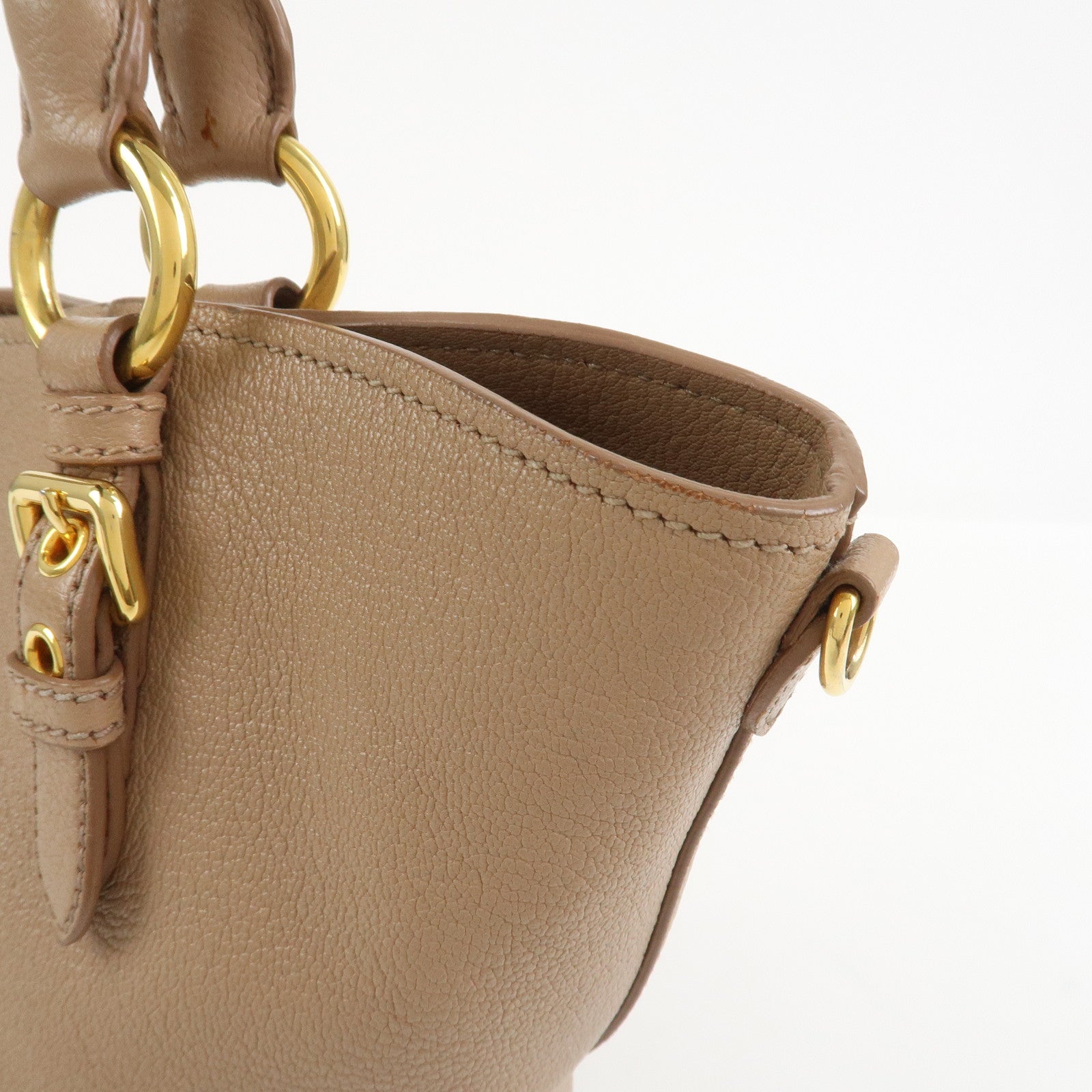 MIU MIU Madras Leather 2Way Shoulder Bag Hand Bag Pink Beige RN0886