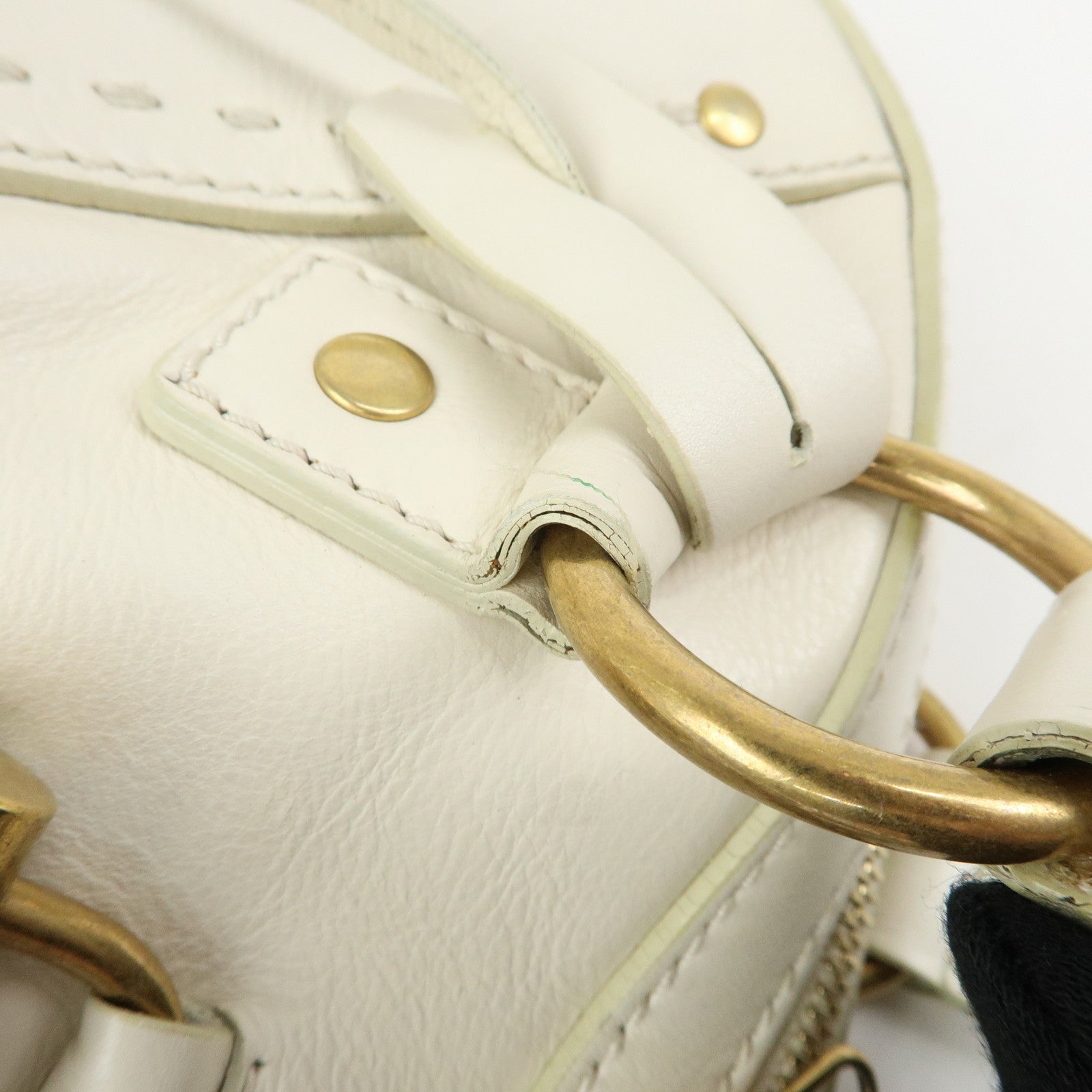 SAINT LAURENT PARIS Muse Y Line Leather Hand Bag Ivory 156465
