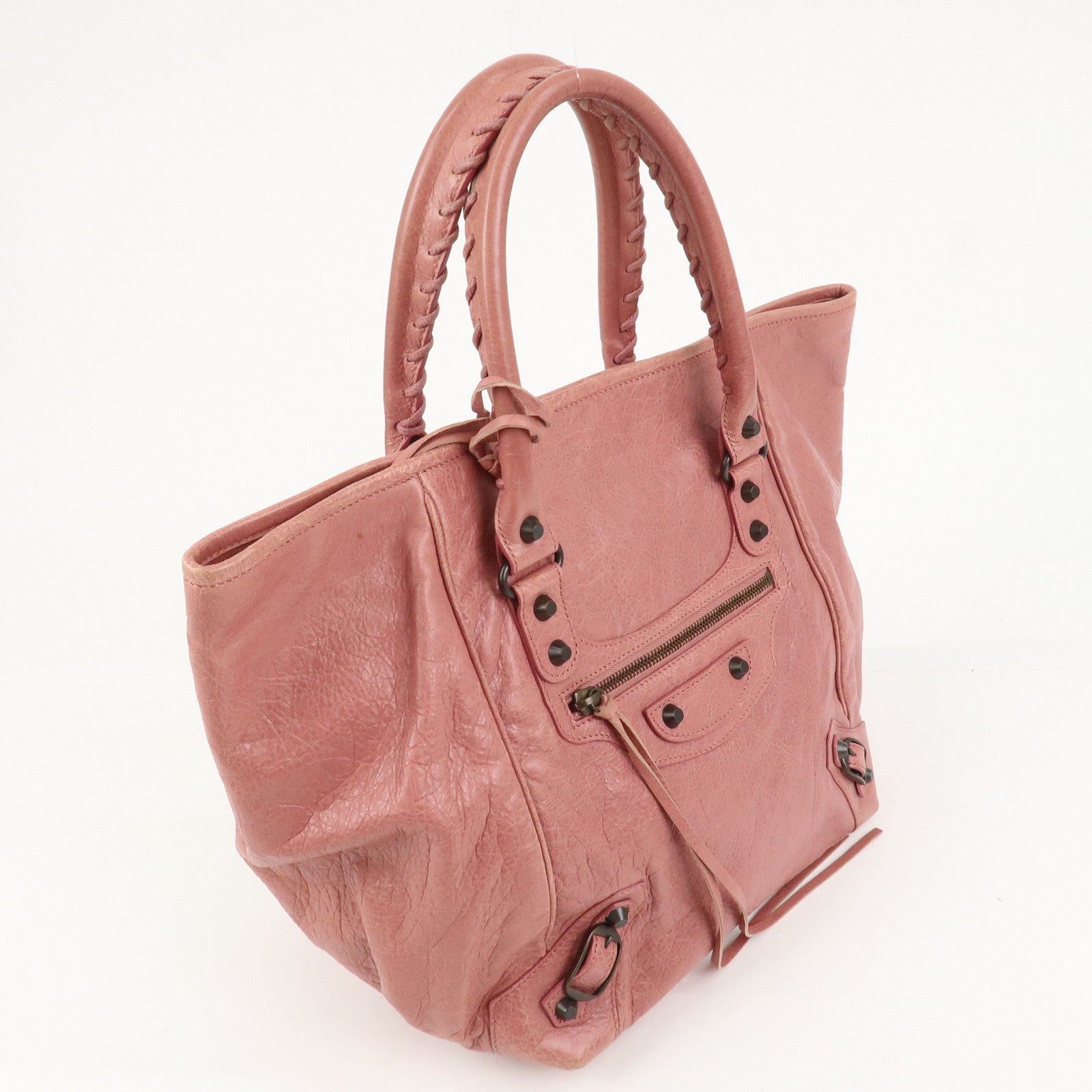 BALENCIAGA The Sunday Leather Tote Bag Hand Bag Pink 228750