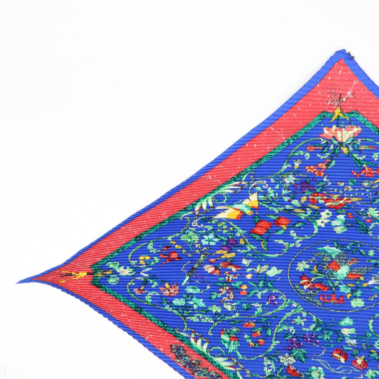 HERMES Pleated Carre90 Silk100% Scarf PIERRES d' ORIENT et OGGIDENT