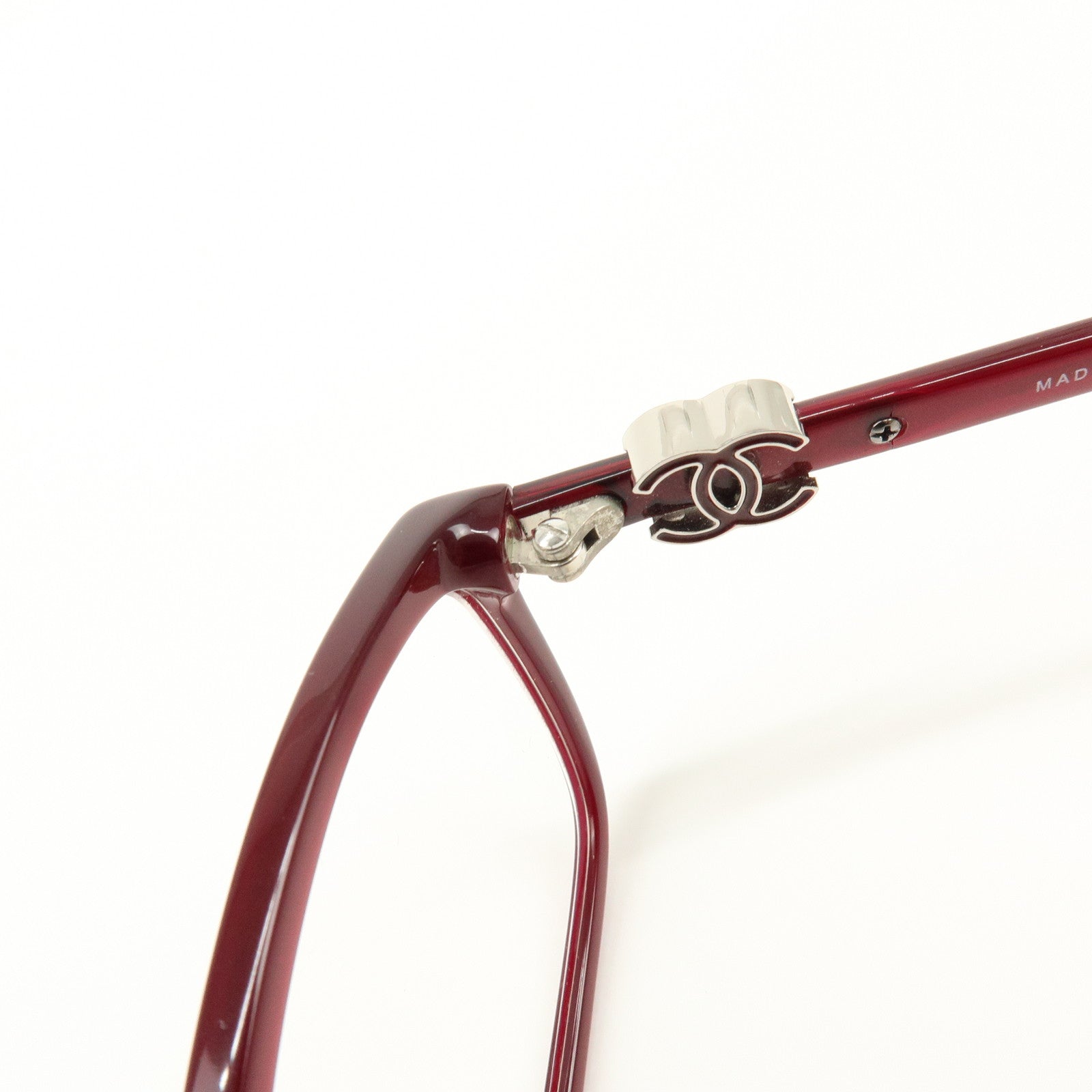 CHANEL COCO Mark Plastic Glasses Wine Red 3234 52□16 135