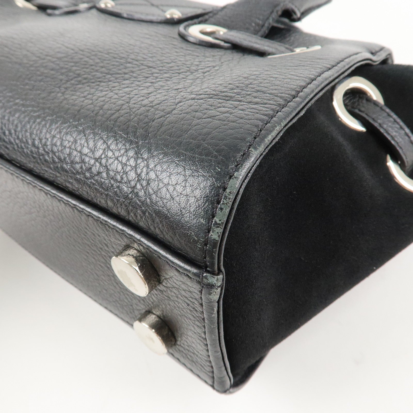 JIMMY CHOO Rosalie 2Way Leather Hand Bag Shoulder Bag Black Used