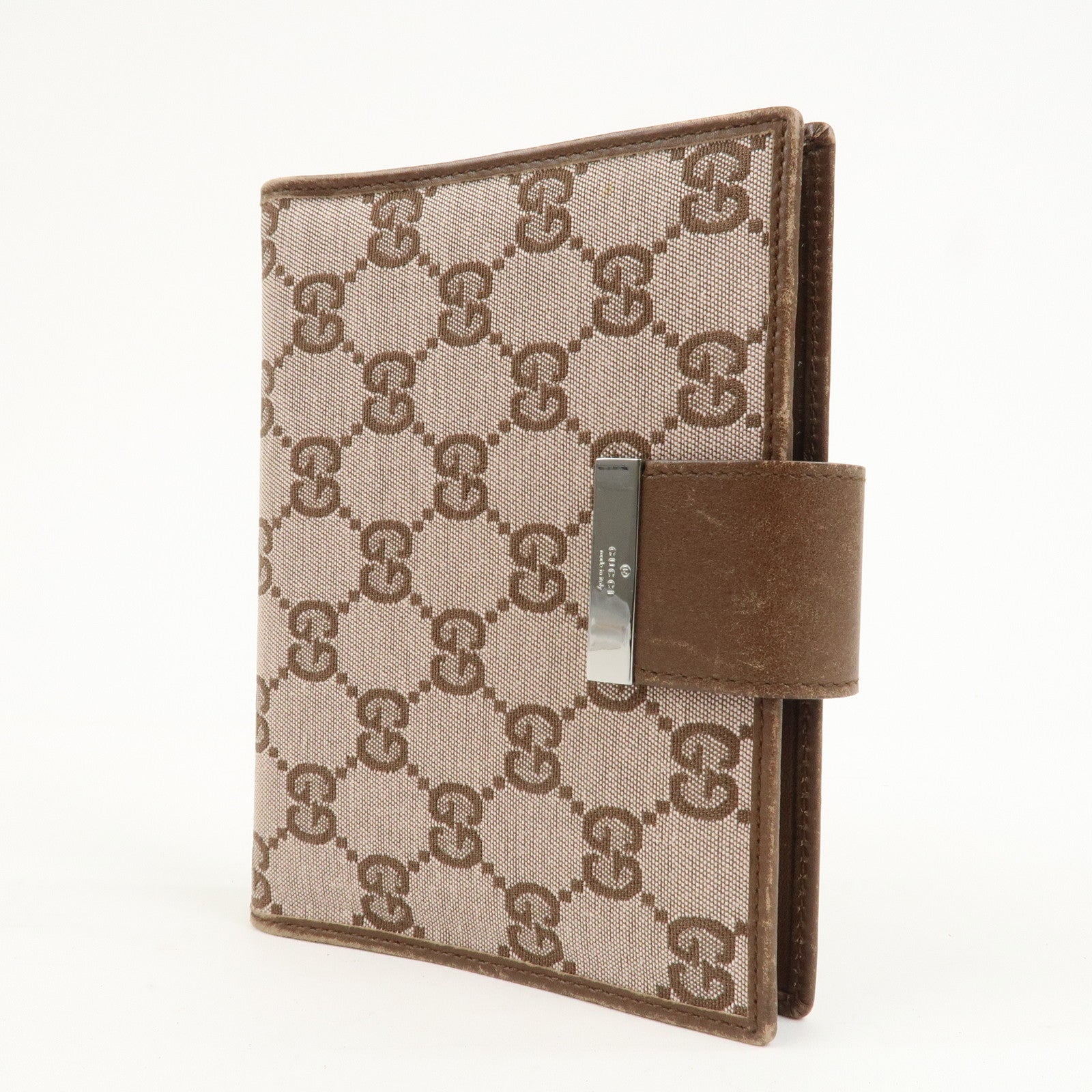 GUCCI GG Canvas Leather Agenda Cover Pink Brown 031.3661.1069