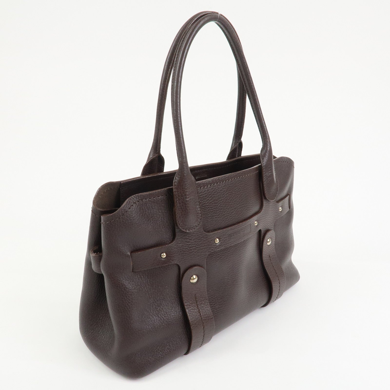 Ferragamo Logo Leather Tote Bag Shoulder Bag Brown