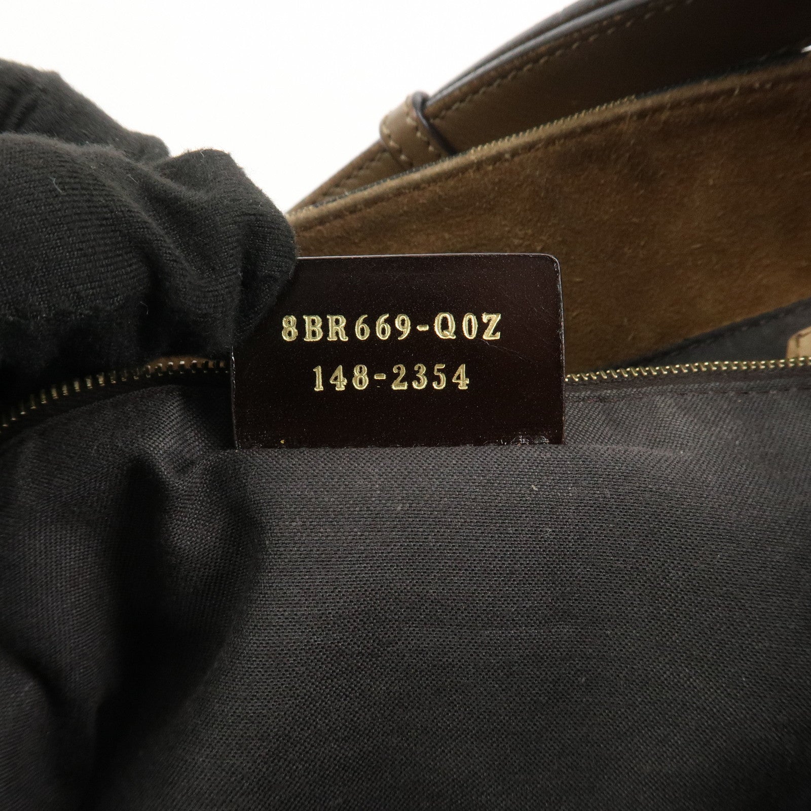 FENDI Pecan Canvas Leather Shoulder Bag Brown Black 8BR669