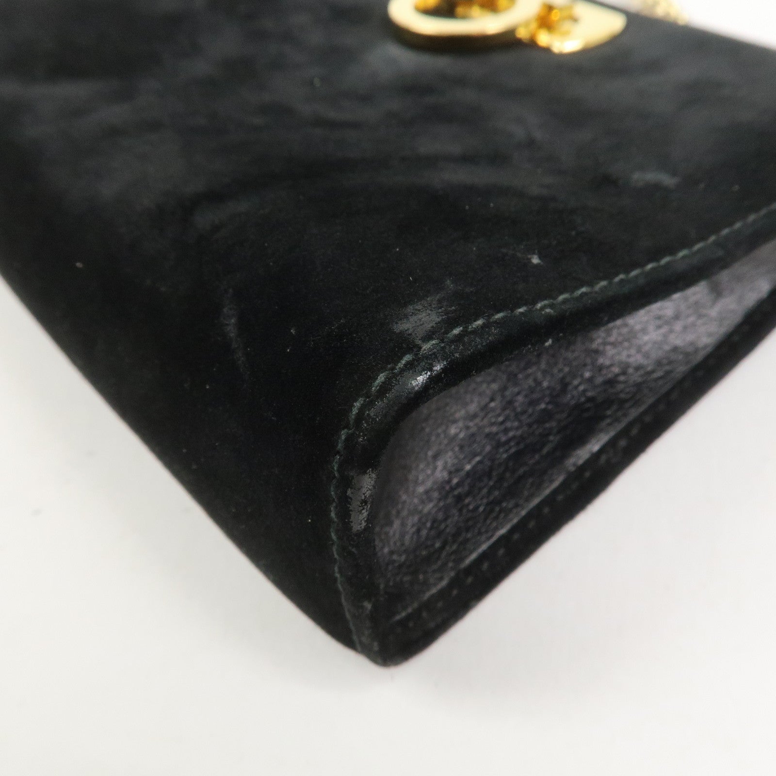 Ferragamo Gancini Suede Leather Chain Shoulder Bag Black