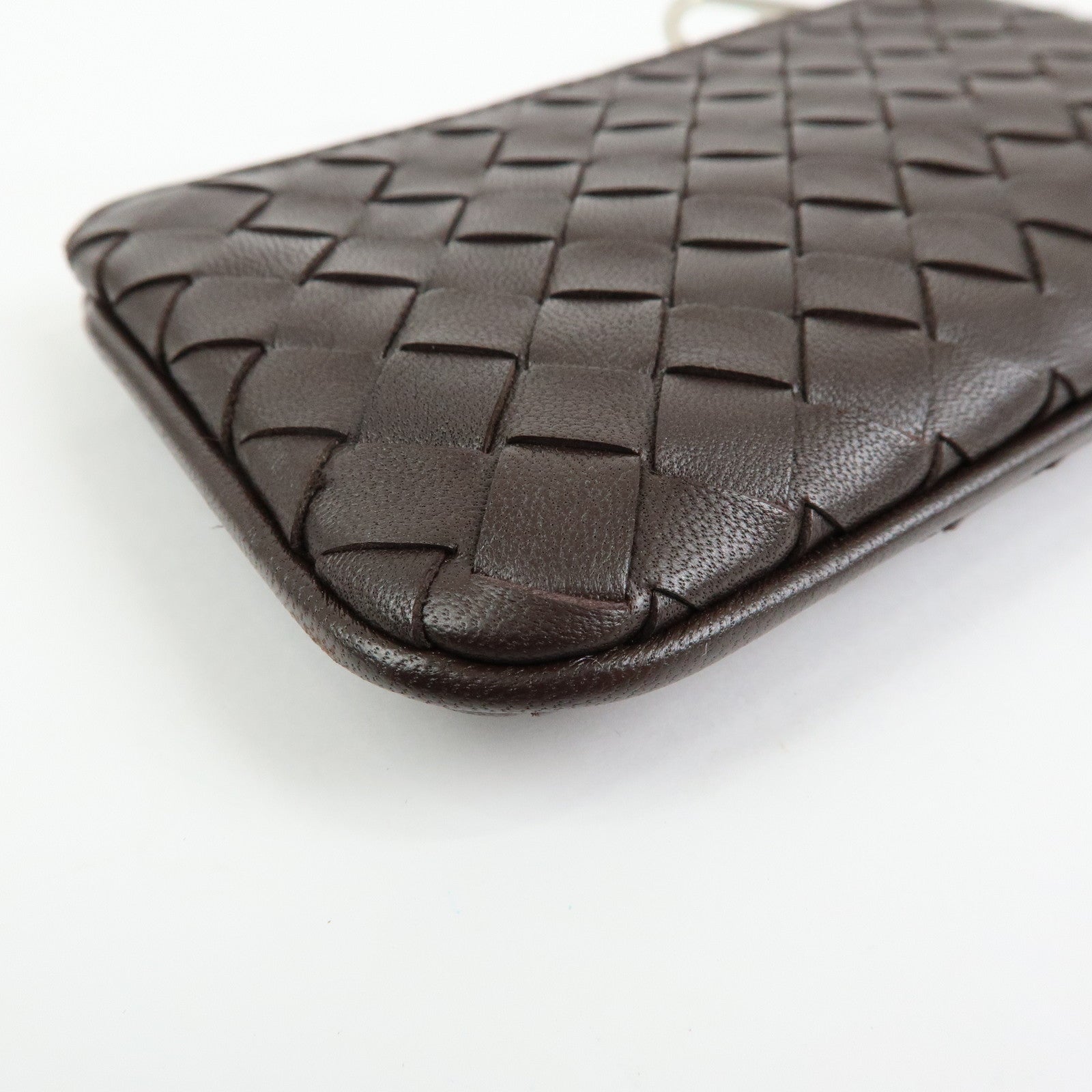 BOTTEGA VENETA Intrecciato Leather Coin Key Case Brown 131232